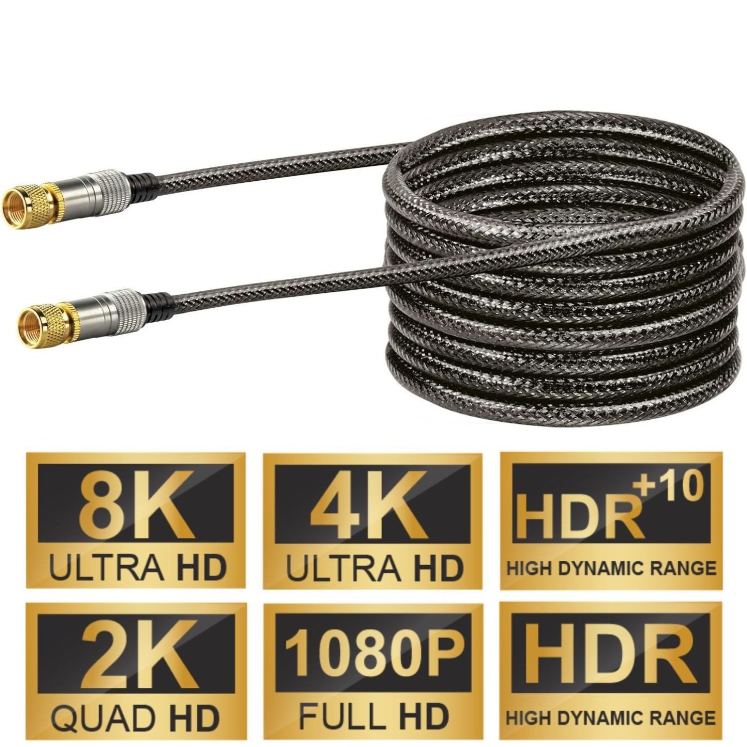 Schwaiger 10m Sat-Kabel 110dB 8K 4K HD TV Antennen-Kabel Video-Kabel, F-Stecker, Kein (1000 cm), Ultra-HD UHD HDR+ HDR 110db Koax-Kabel Koaxial-Kabel F-Stecker