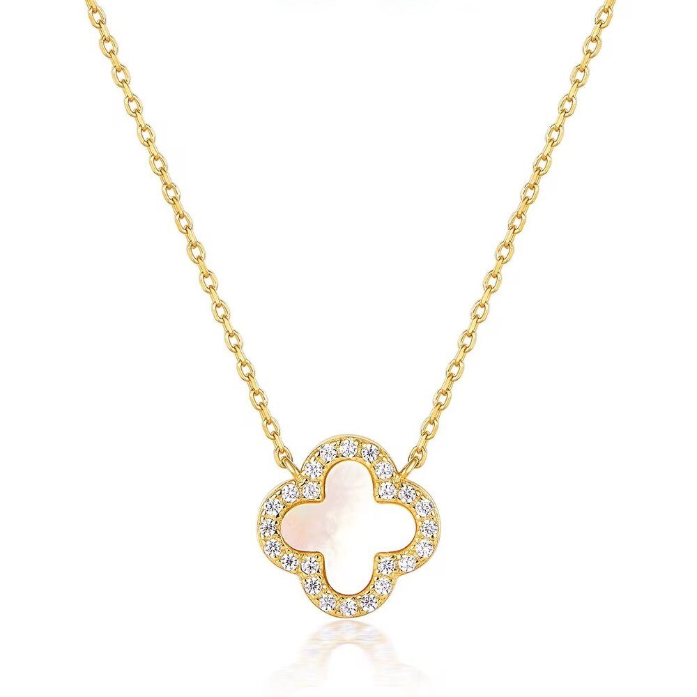 ROUGEMONT Silberkette Kleeblatt Glücksbringer Clover Damen Halskette 925 sterling Silber, Echtschmuck