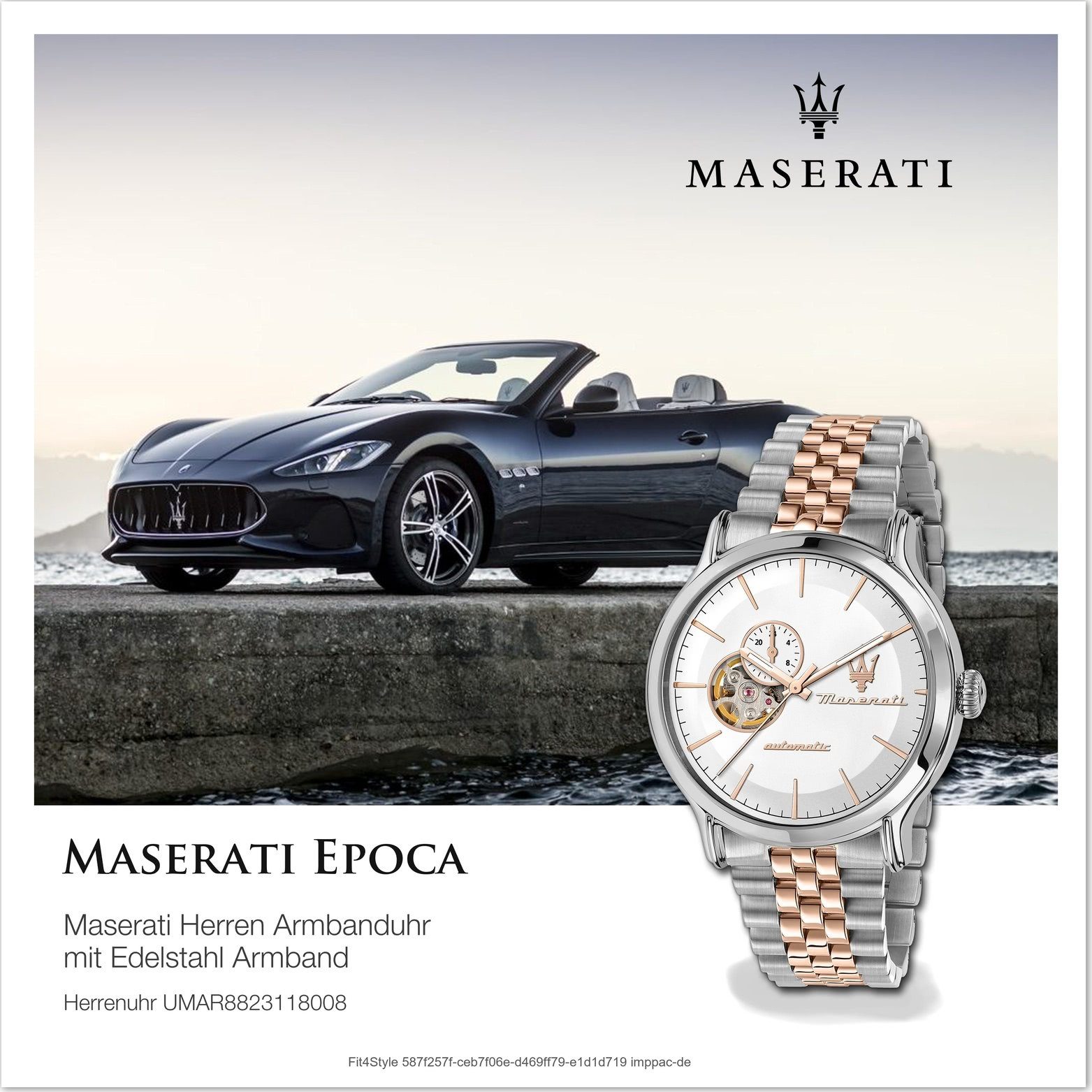 42mm) (ca. Damenuhr rundes Gehäuse, Edelstahlarmband, Edelstahl MASERATI Quarzuhr Armbanduhr, Herren, silber Maserati