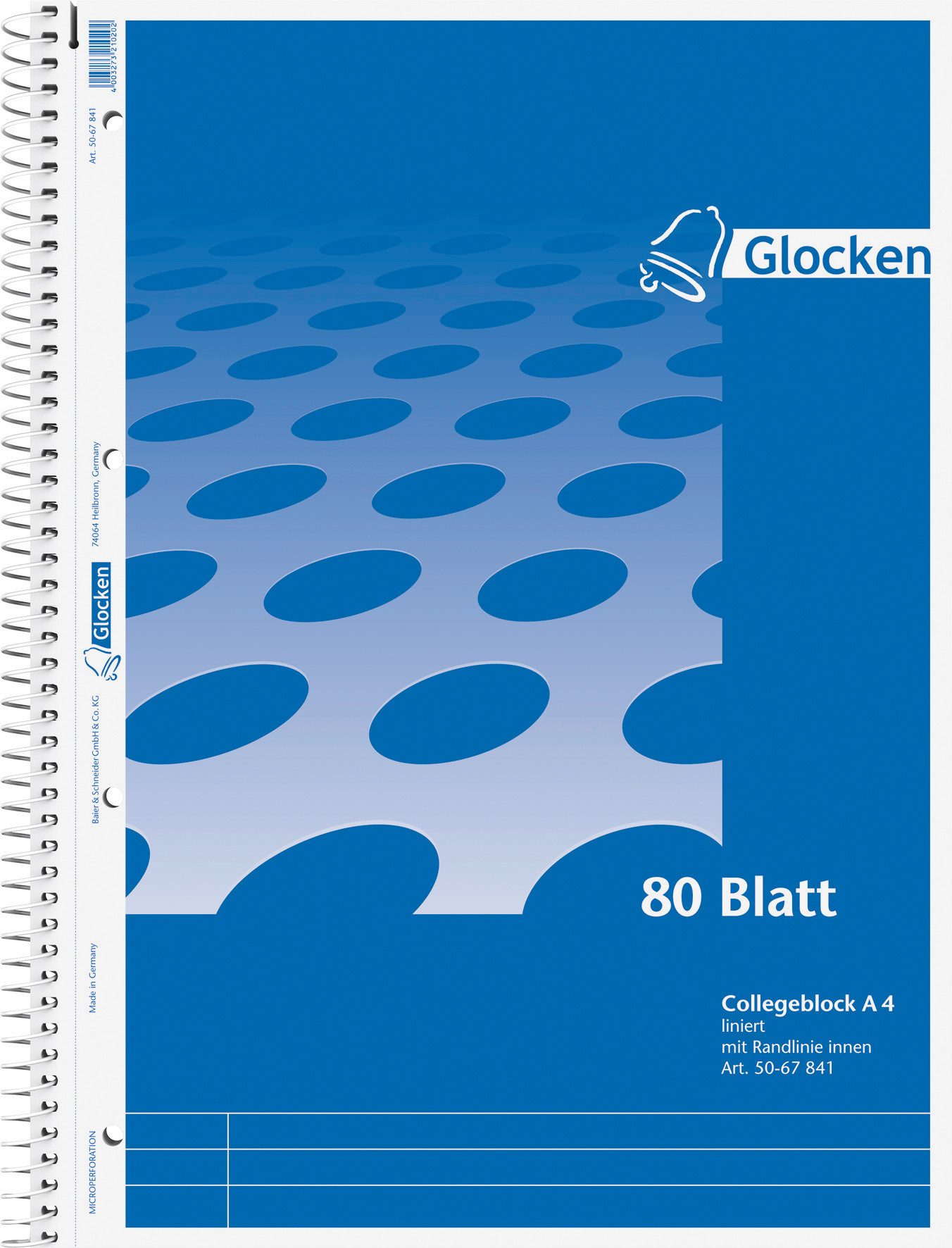 GLOCKEN Collegeblock Glocken Collegeblock A4 liniertt 80 Blatt holzfrei