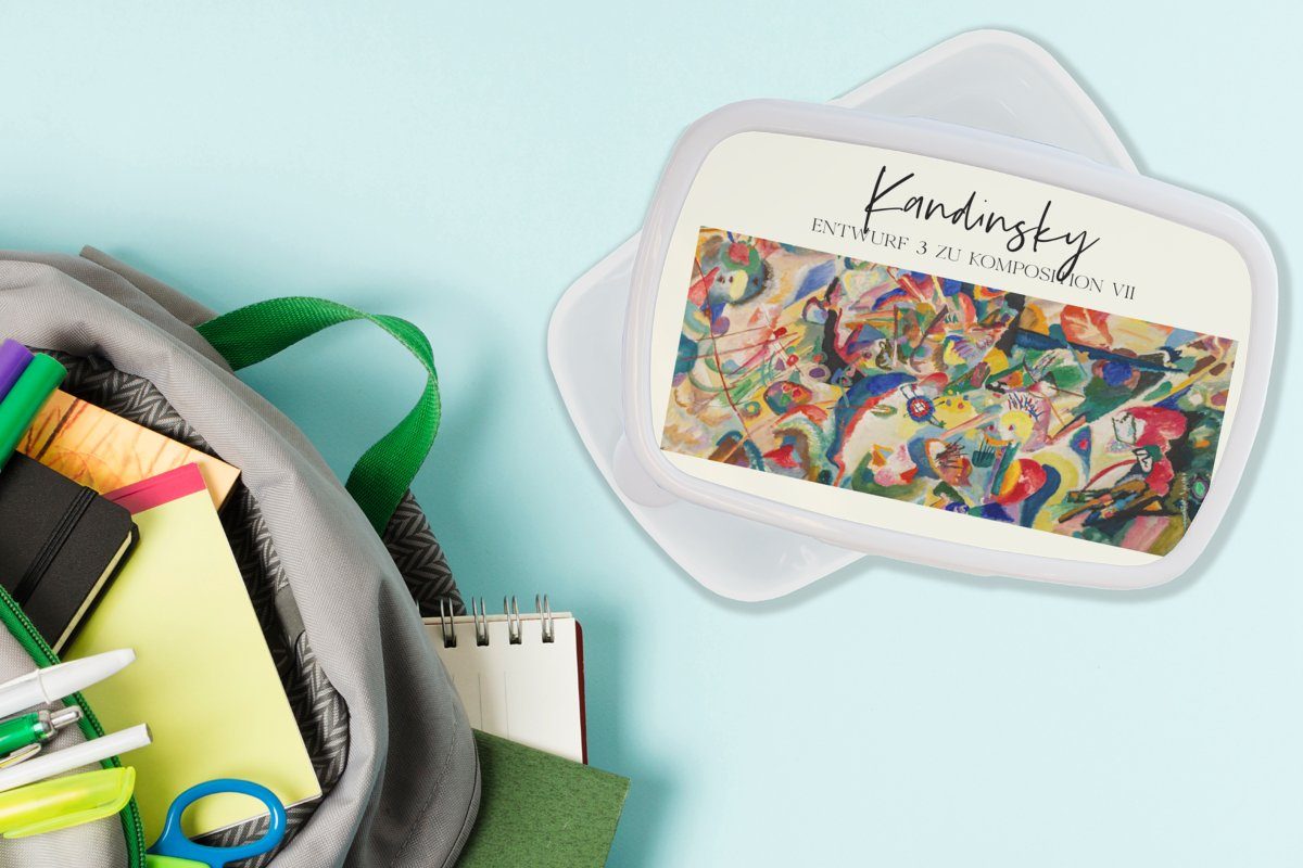 Abstrakt, und Kinder - und (2-tlg), Lunchbox Brotdose, MuchoWow Wassily Erwachsene, Malerei Brotbox weiß Jungs Kunststoff, - Kandinsky Mädchen für für