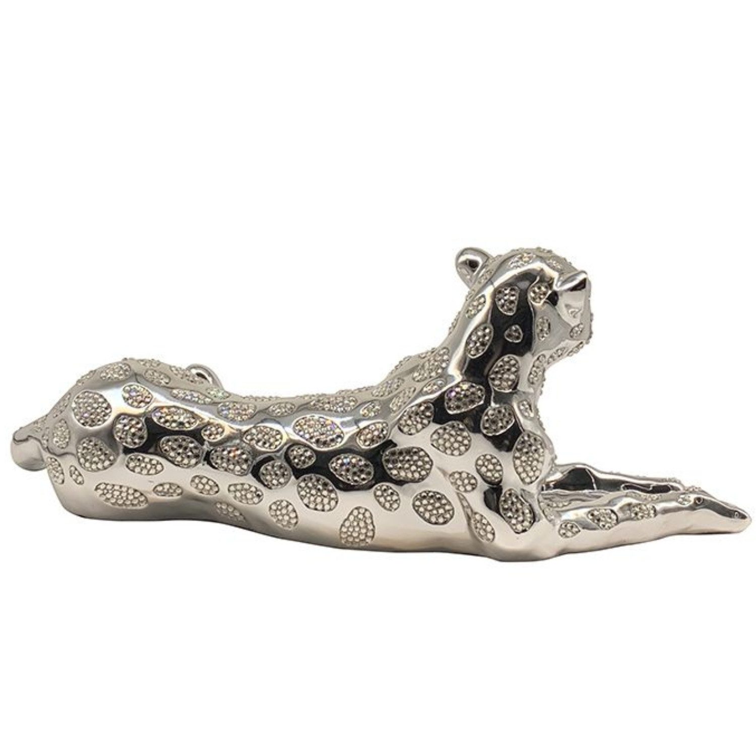 alesvelt Skulptur Moderne Dekofigur Leopard 57 cm Gold / Silber (1-Stück, 57 x 23 x 22 cm), Gold/ Silber – Bild 4 von 4