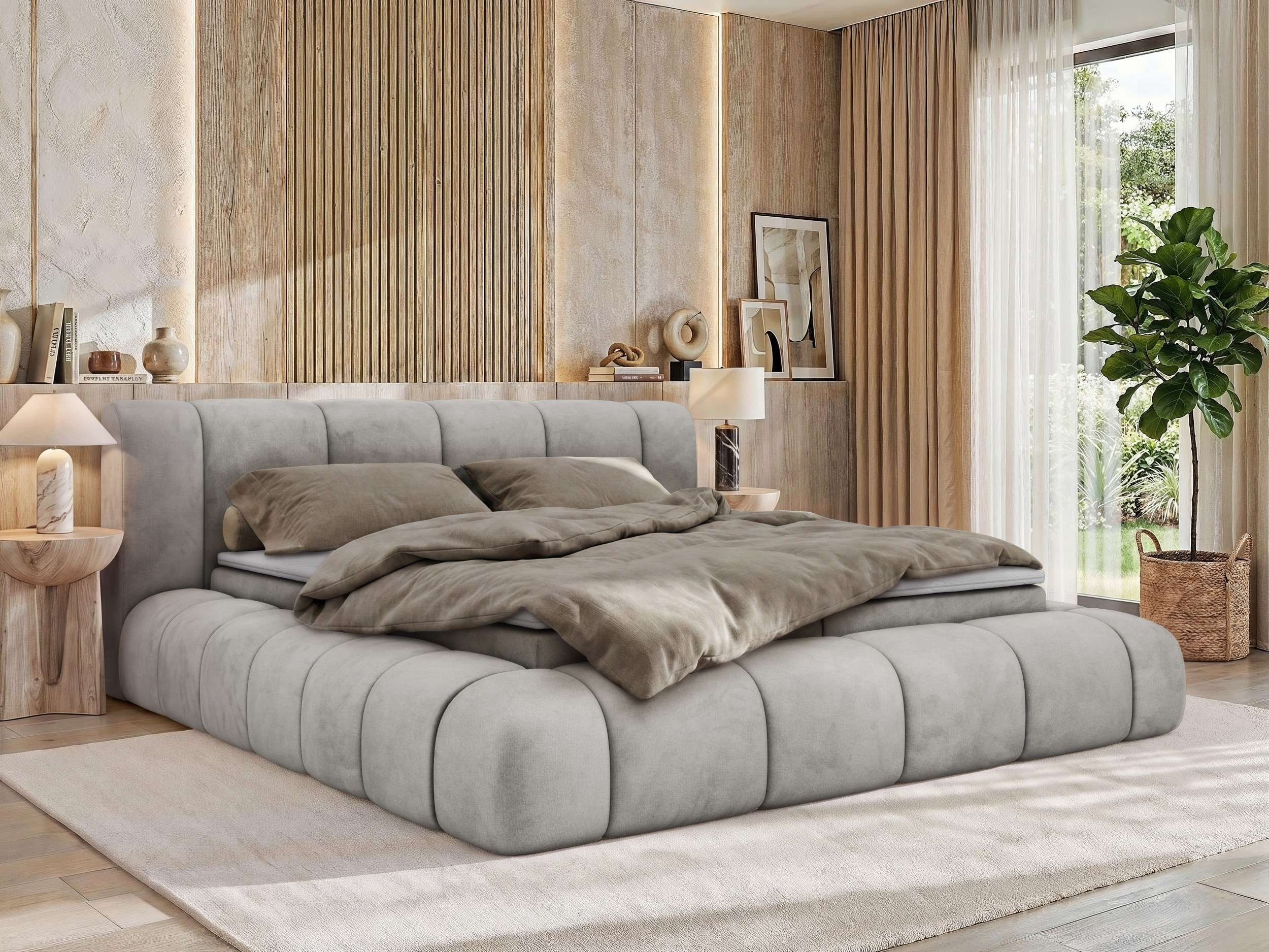 MKS MÖBEL Boxbett NUBEA (Boxspringbett - Set, Packung, inkl. 2 Bettkästen, Matratze H3/H4 und Topper Visco oder T25), Feder-Hebemechanik, 7-Zonen-Multipocket-Matratze, Bett mit Kopfteil
