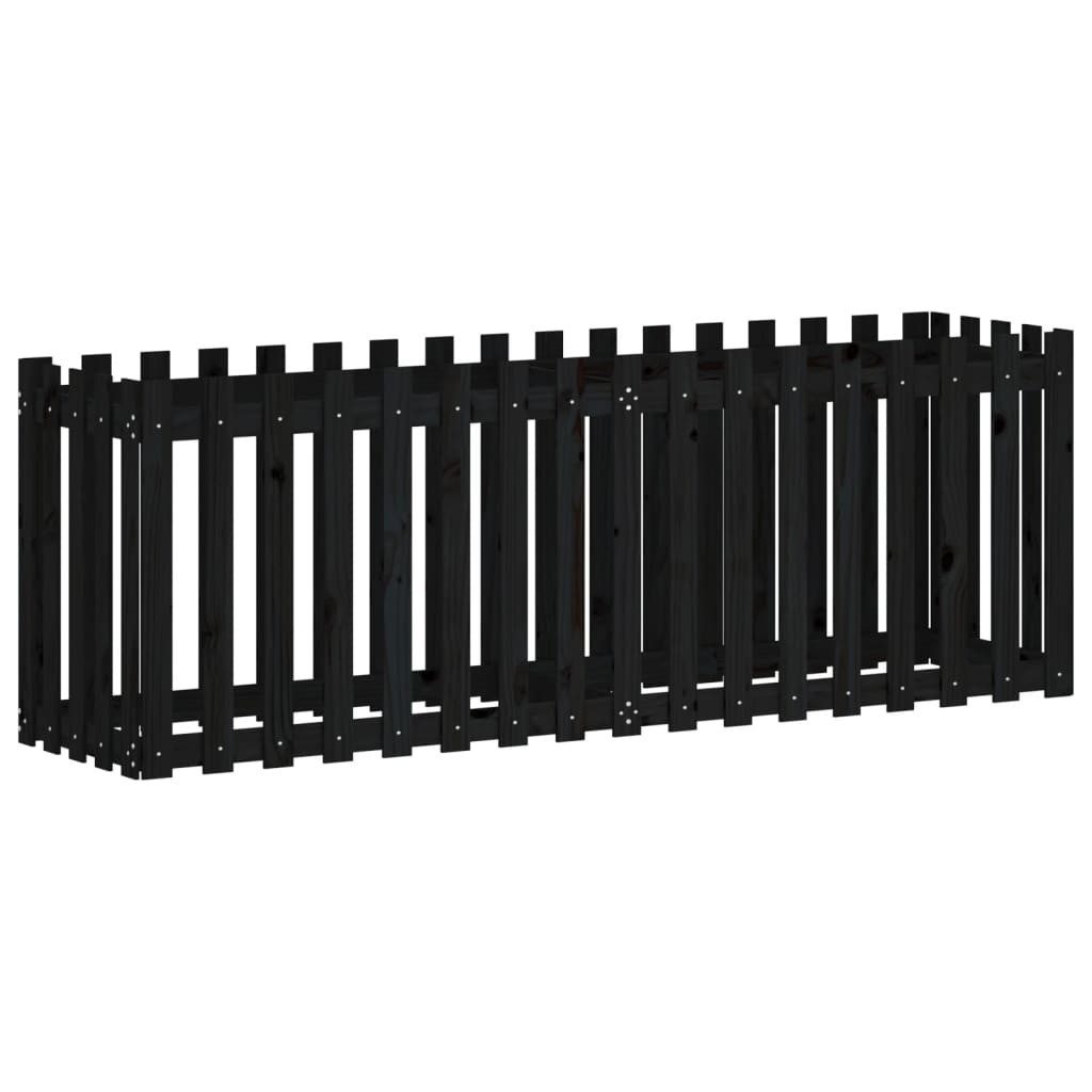 vidaXL Hochbeet Hochbeet Latten-Design Schwarz 200x50x70 cm Massivholz Kiefer (1 St)