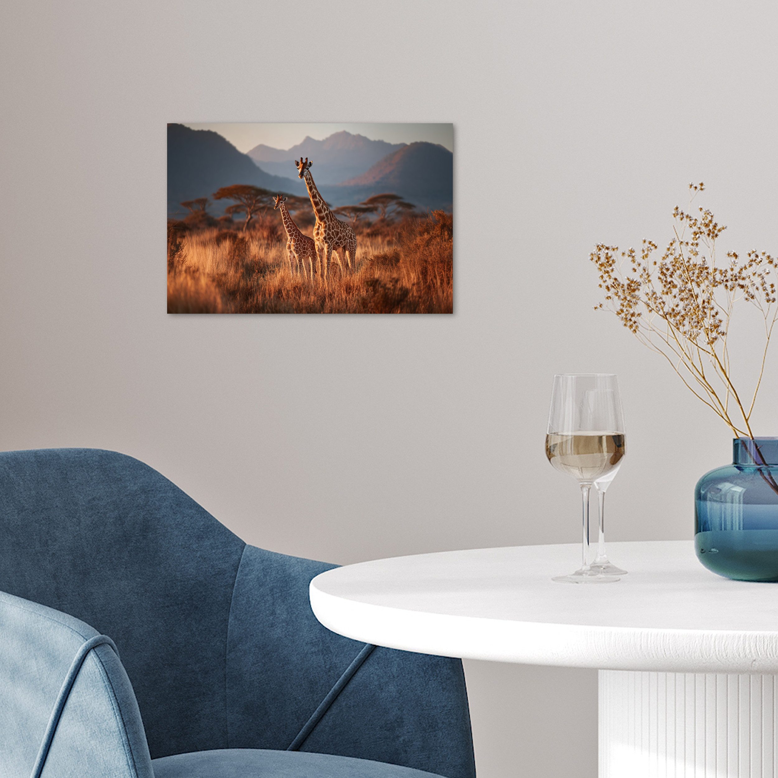 MuchoWow Poster Giraffen - Hohes Gras - Akazienbäume, (1 St), Poster ohne Rahmen, Wandbild, Wandposter, 30x20 cm – Bild 5 von 5