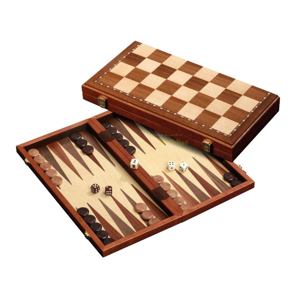 Philos Spiel, Schach-Backgammon-Dame-Set - magnetisch - Feld 43 mm