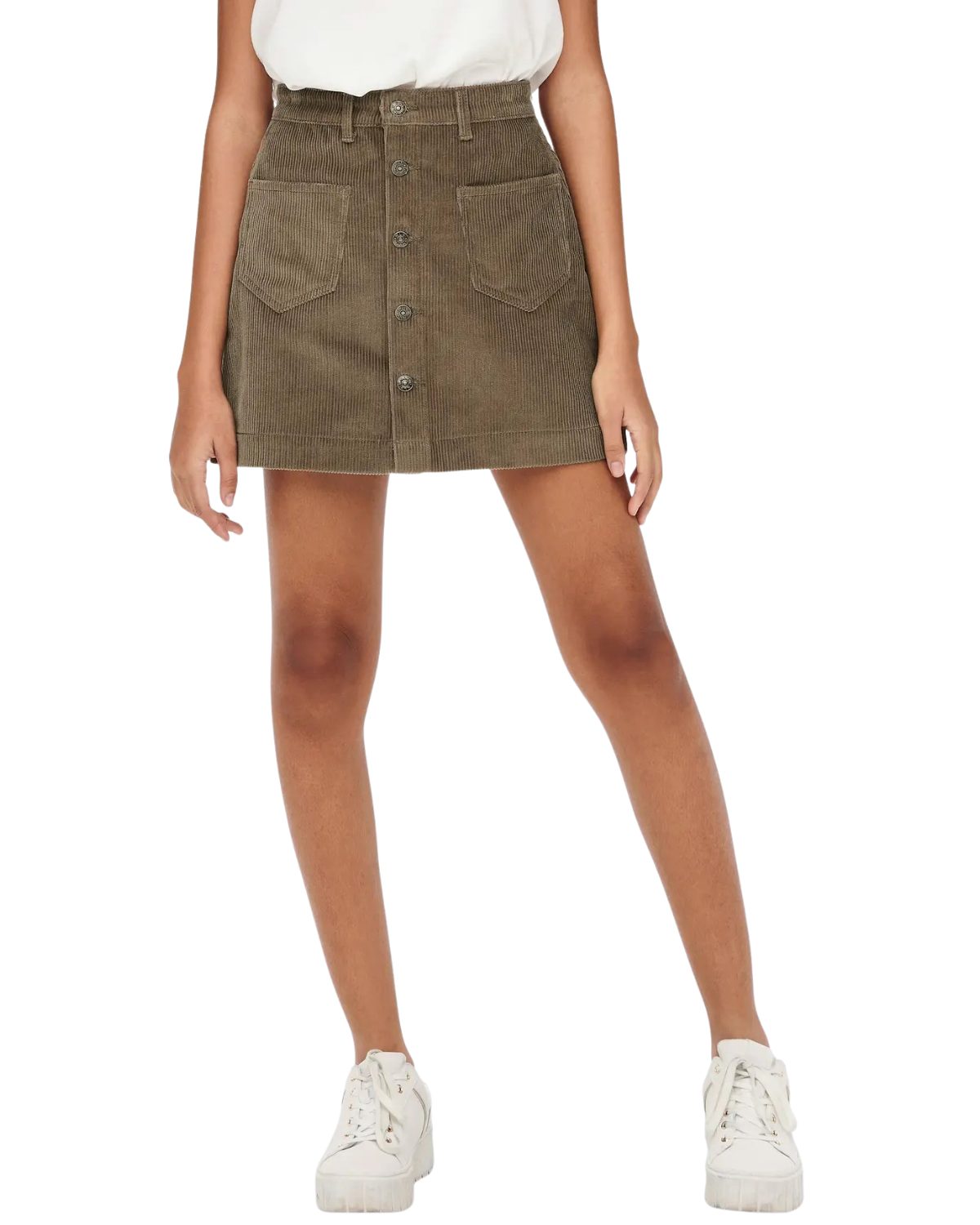 ONLY Cordrock High Waist Cordrock mit Knopfverschluss und Strech