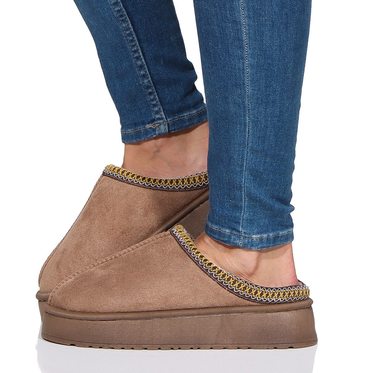 simaranda Damen Hausschuhe 860 36-37 Taupe Hausschuh