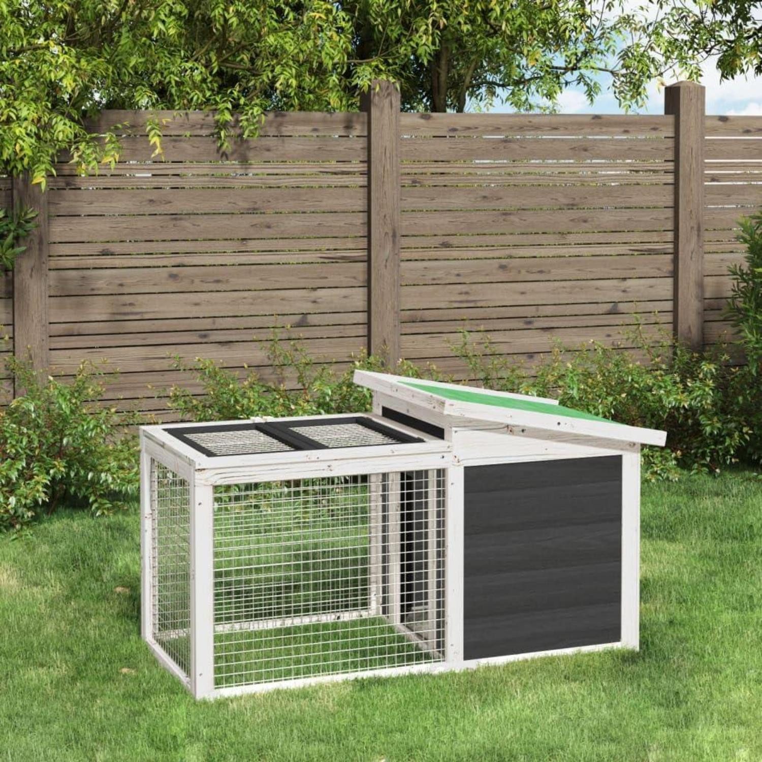 LuxusKollektion Kleintierkäfig Kaninchenstall Outdoor Kiefer Grau 100cm
