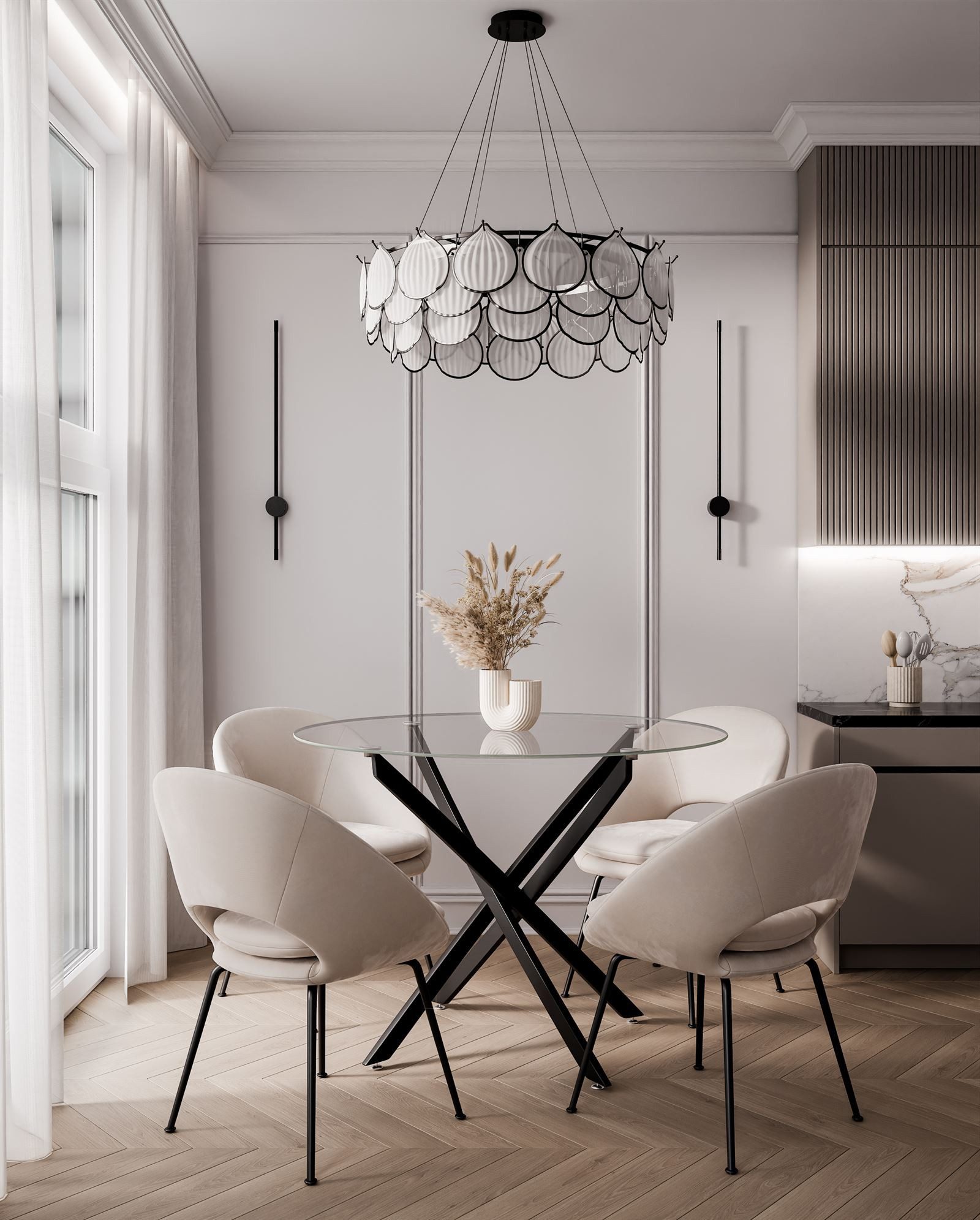 Lookway Esstisch BEIRA runde Platte, 90 cm aus Glas ohne Stühle (1 Tisch), günstig online kaufen