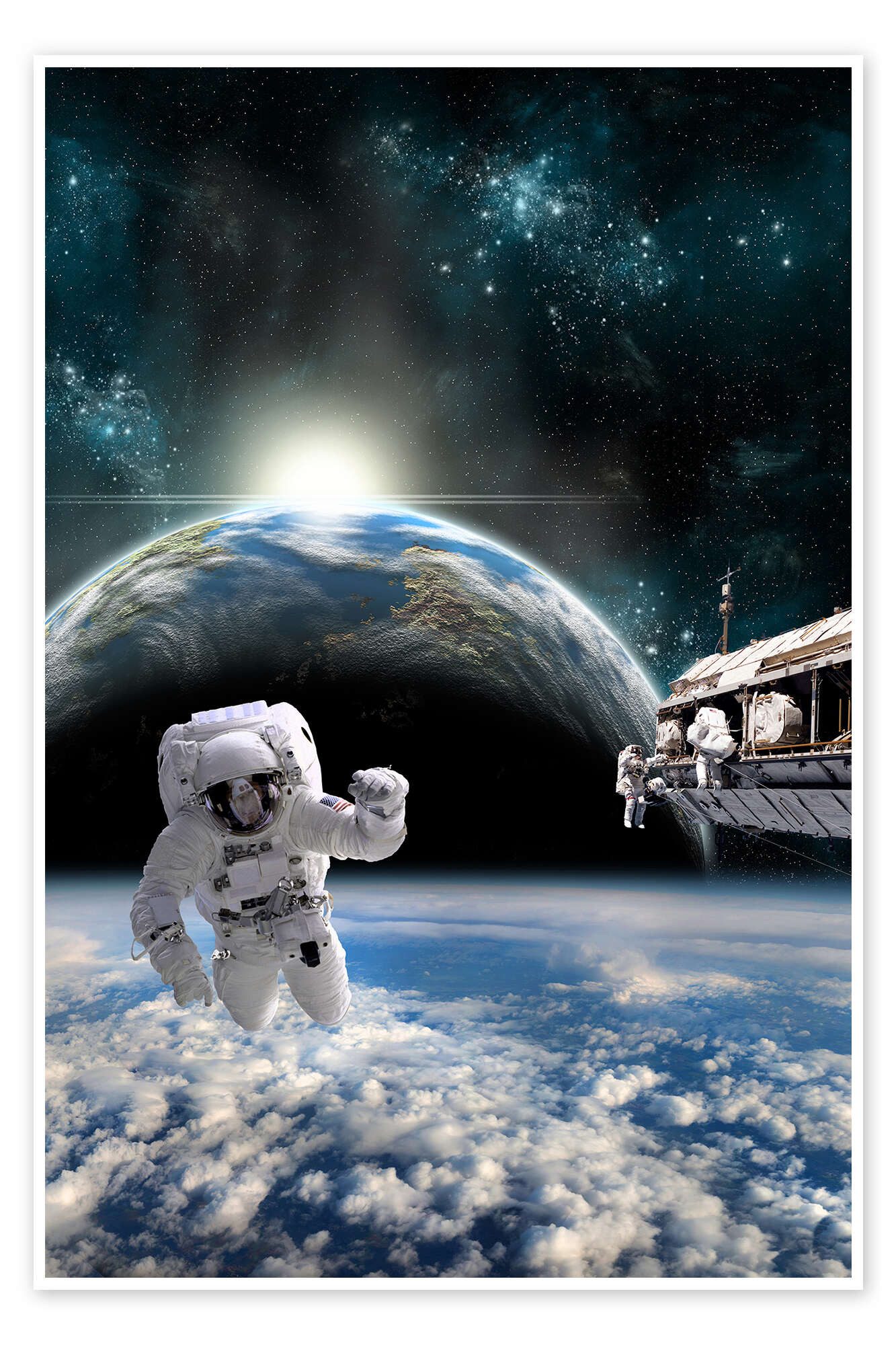 Posterlounge Wandbild Astronauten auf der Raumstation, Marc Ward, erhältlich als Poster, Leinwandbild, Wandsticker oder Acrylglasbild