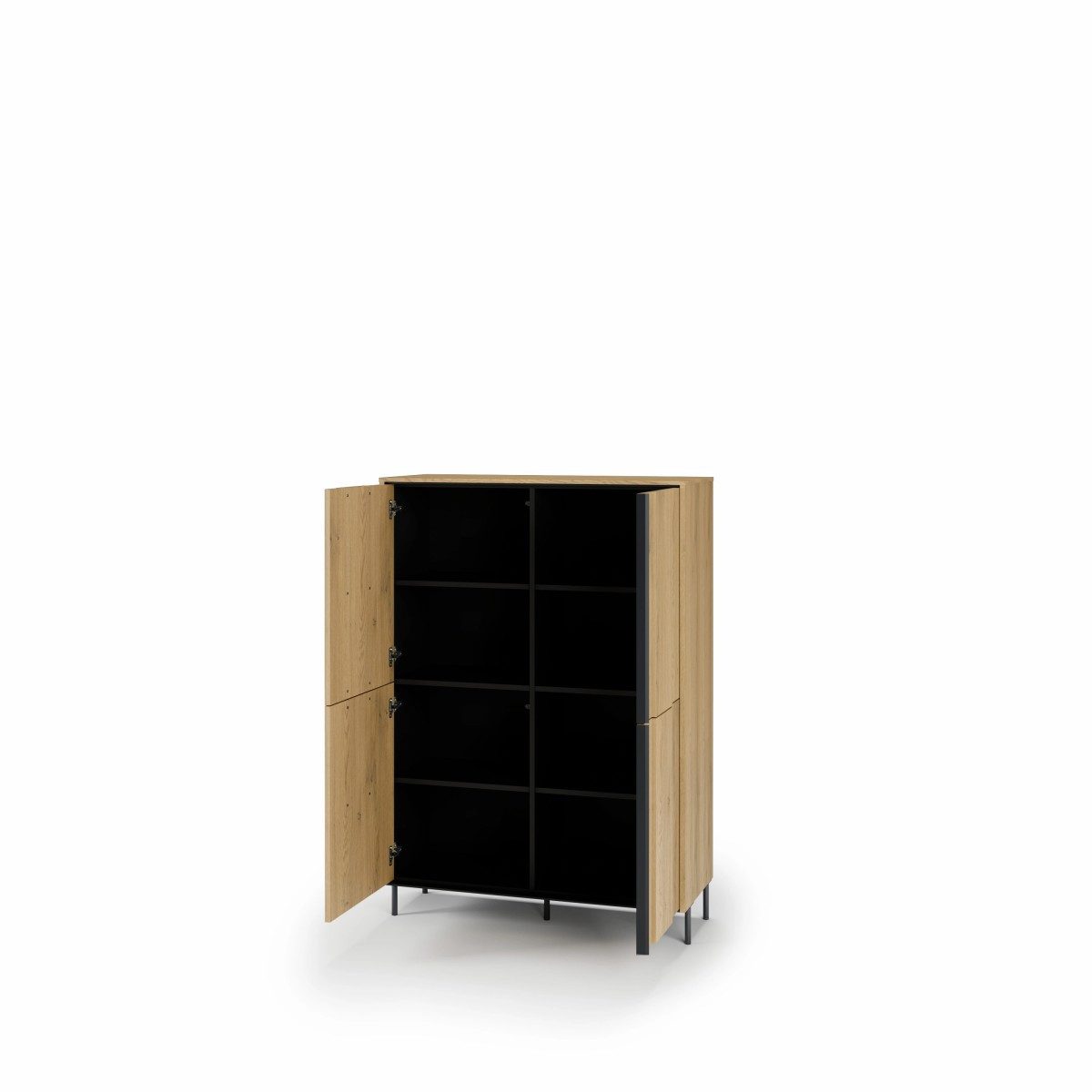 yourhouse24 Highboard TIVOLI TI-03 (99 cm) – Cremona Eiche & Schwarz mit Beleuchtung