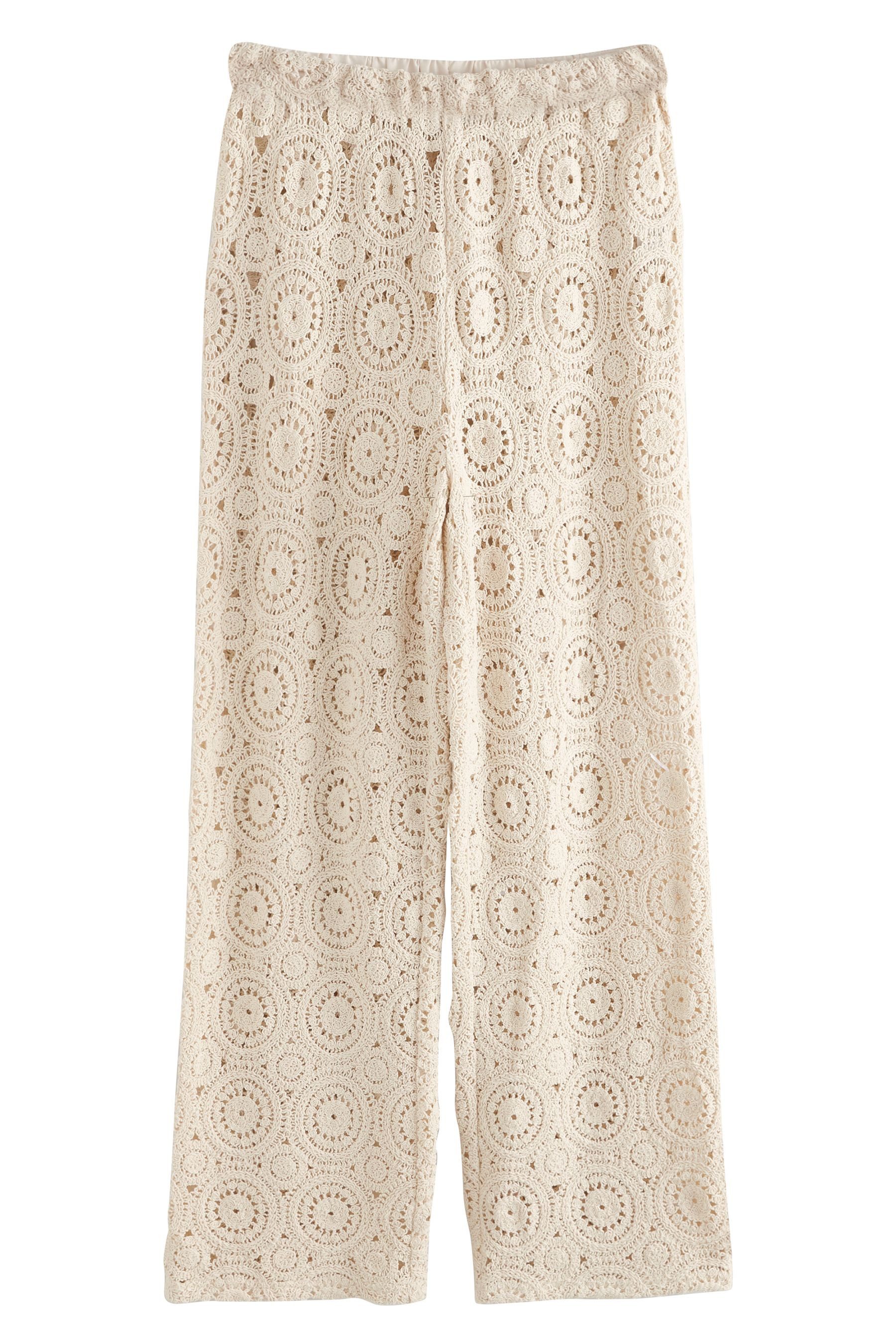 Next Palazzohose Self. Hose in Häkeloptik mit weitem Bein (1-tlg) günstig online kaufen