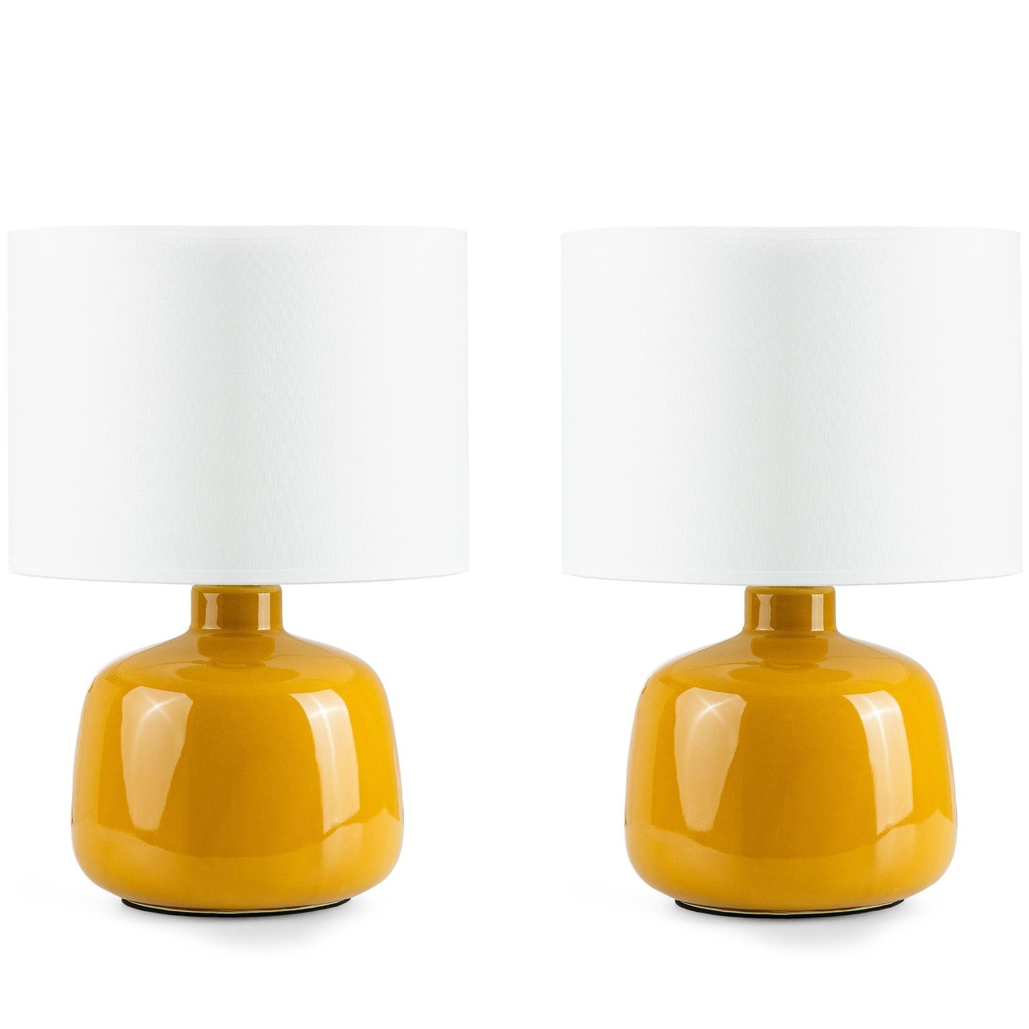 Konsimo Tischleuchte STIVUS Tischleuchten, ohne Leuchtmittel, Keramiksockel, Passt zu jedem Dekor, 2 Stück gelb