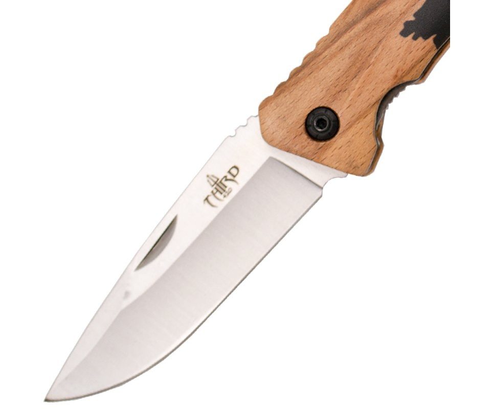 Third Taschenmesser Third Taschenmesser Buchenholz mit Hirsch Aufdruck, Braun, (1 St), Hirsch-Aufdruck