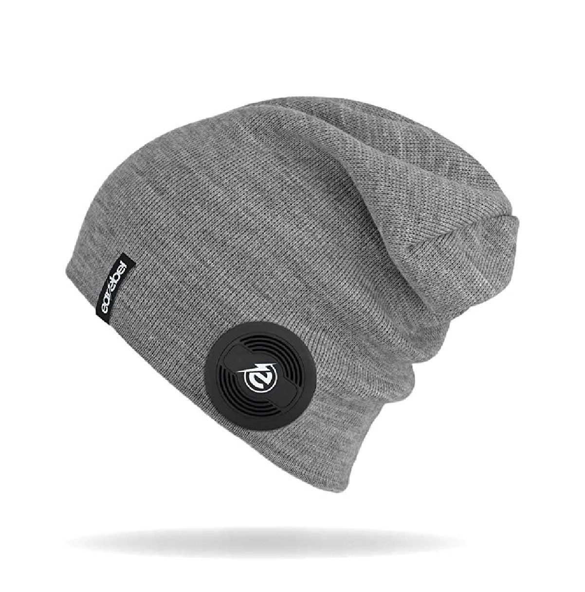 Snapback Cap Beanie Slim in Grau mit Bluetooth-Kopfhörern und Mikrofon
