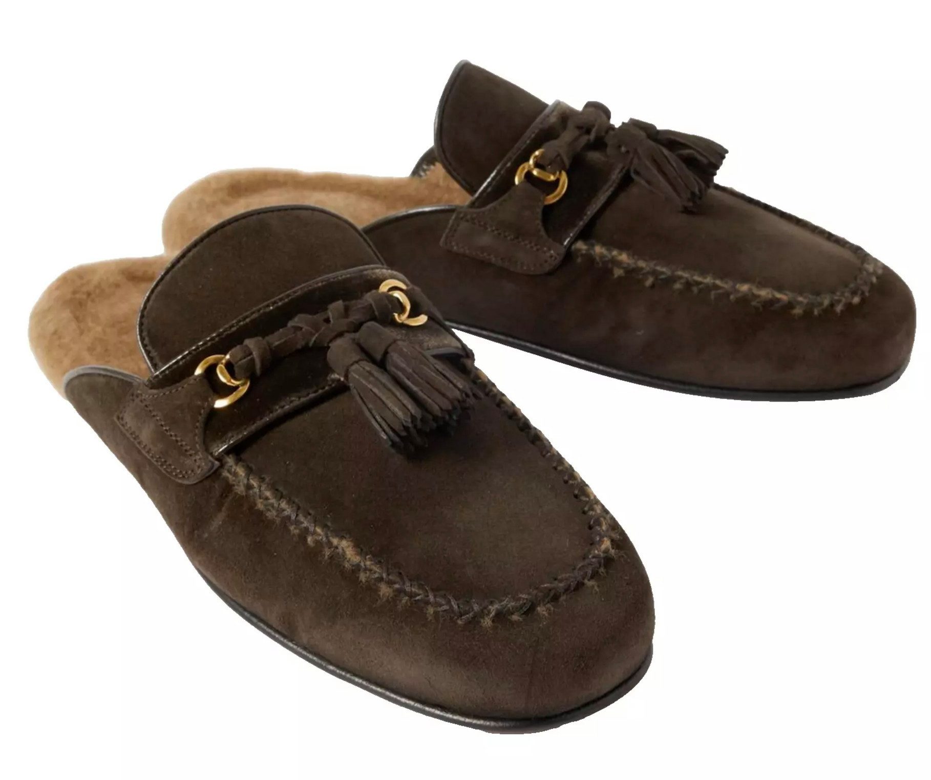 Tom Ford Lammfell Stephan Schuhe Tassel Mokassins Loafer Lederlaufsohle, Zierquasten aus Leder, Mokassin-inspirierte Nähte