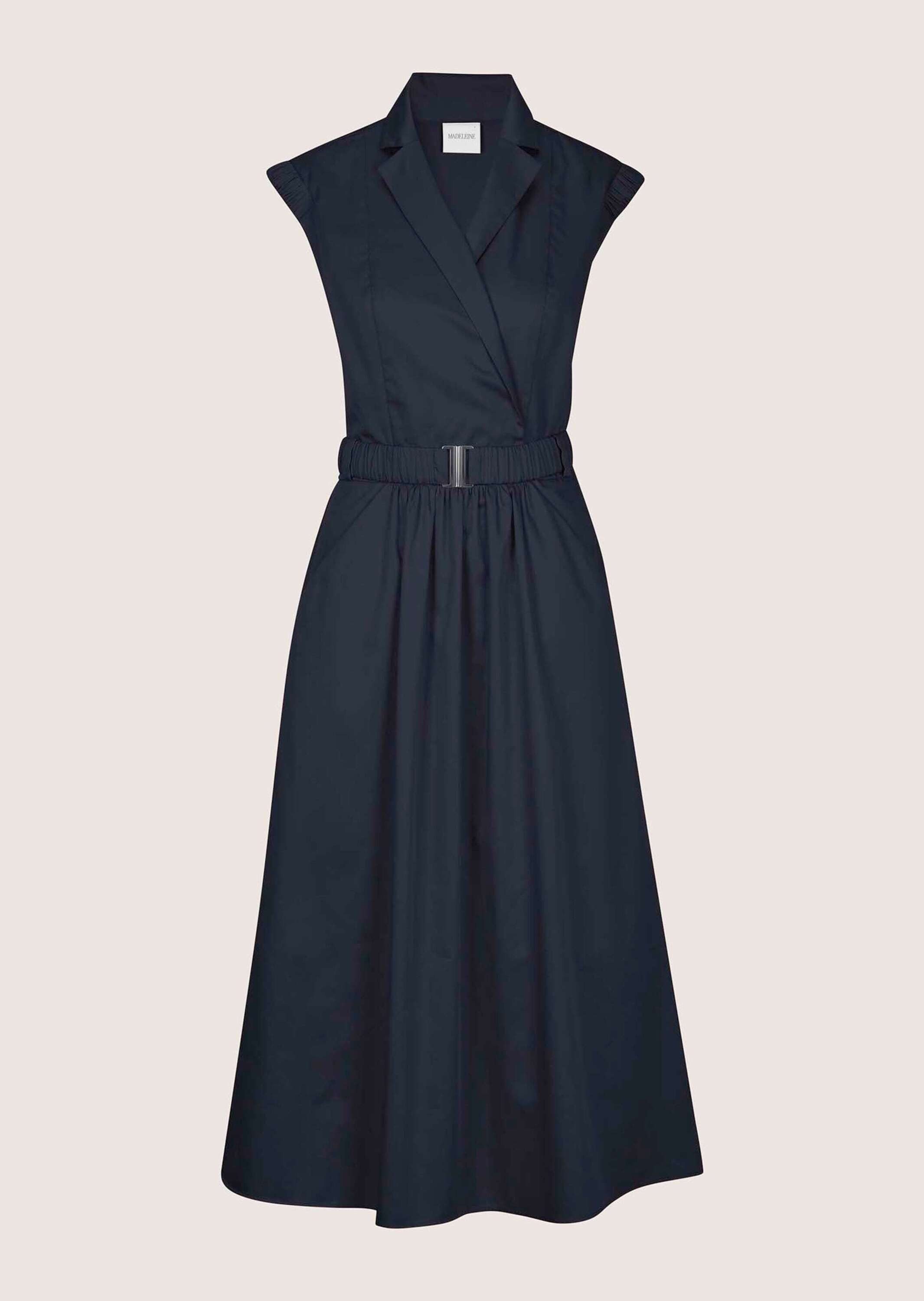 MADELEINE Midikleid Sommerkleid mit Gürtel Midikleid mit Reverskragen, Taschen, Knielänge und ohne Arm – Bild 5 von 5
