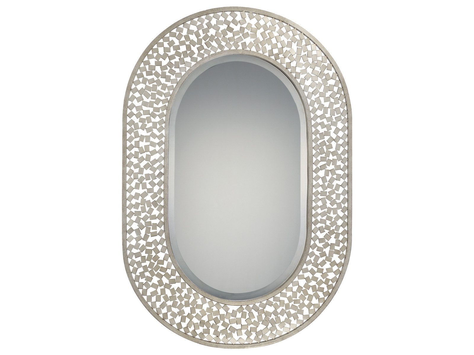 QUOIZEL Wandspiegel, Groß-er Mosaik Garderobenspiegel zum Aufhängen Silber Weiß, Höhe 89cm