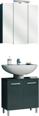 Saphir Badmöbel-Set Quickset 2-teilig, Waschbeckenunterschrank mit LED-Spiegelschrank, (2-St), Waschplatz 68 cm breit, 5 Türen, inkl. Türdämpfer, Griffe Chrom Glanz