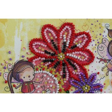 Abris Art Kreativset Abris Art Perlenstich Set "Farbige Motten", bedruckt, 15x16cm, (embroidery kit by Marussia)