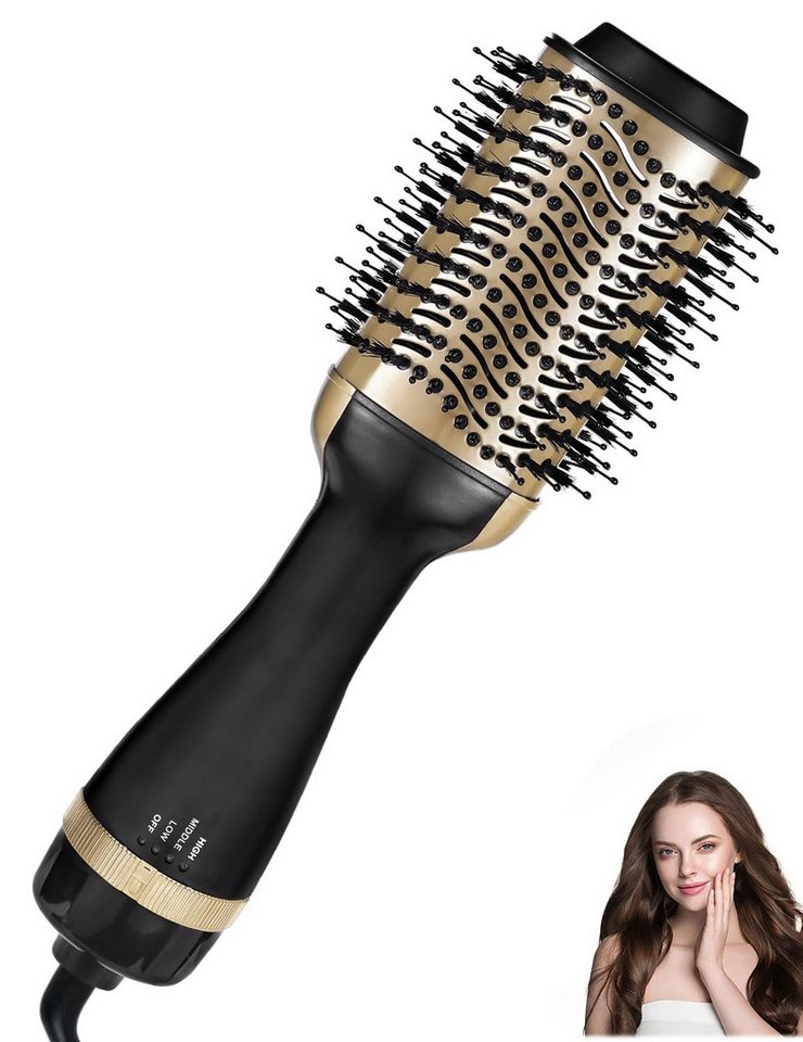 AURIVION Volumen- und Lockenstyler Lockenstyler mit Ionenfunktion für schnelles Haarstyling, Ionen Rundbürste Lockenstab für glattes & volles Haar, Multifunktionale Haarstyler Bürste für Volumen & Locken