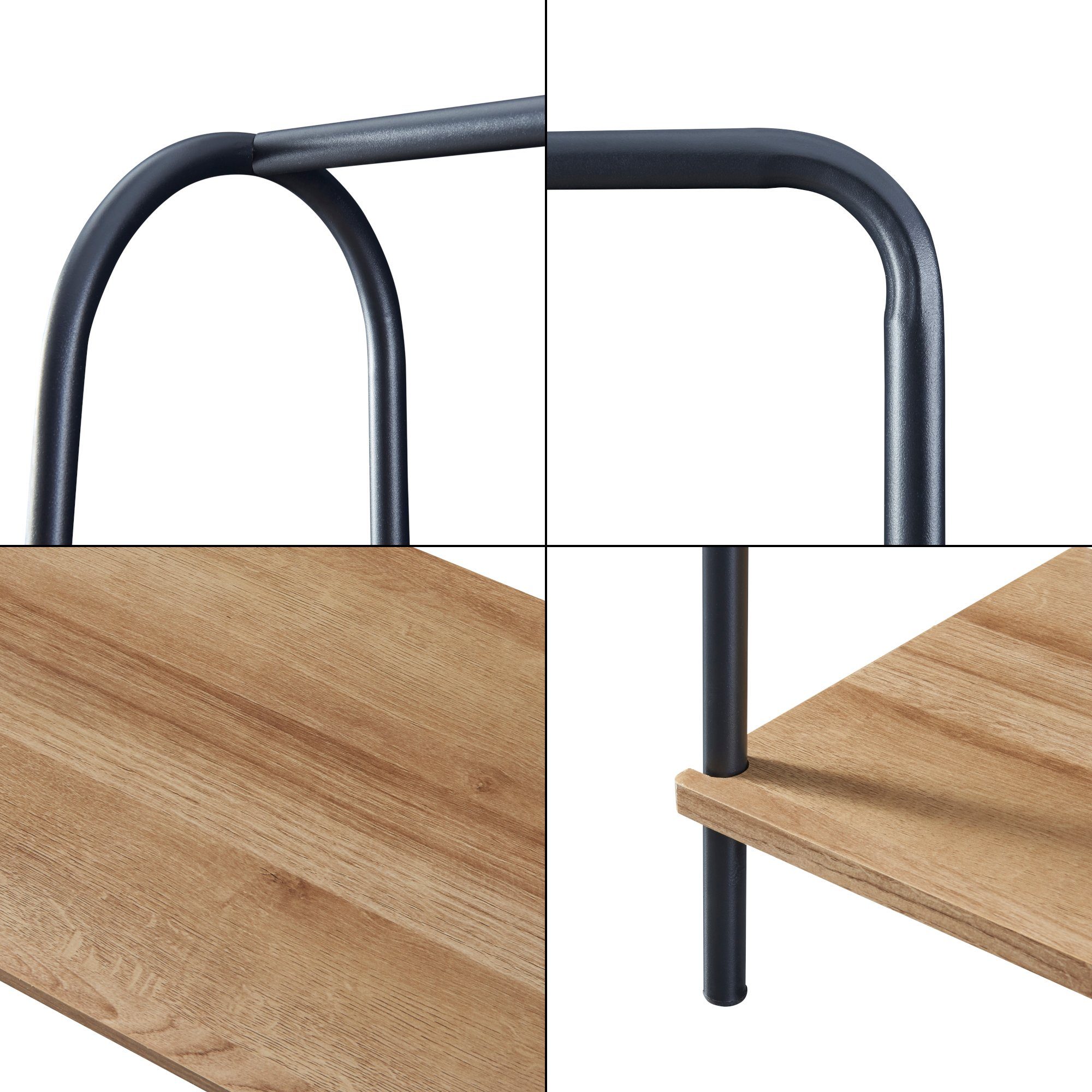 en.casa Garderobenständer, »Ørbæk« mit Kleiderstange aus Metall Schwarz 144 x 100 x 35 cm