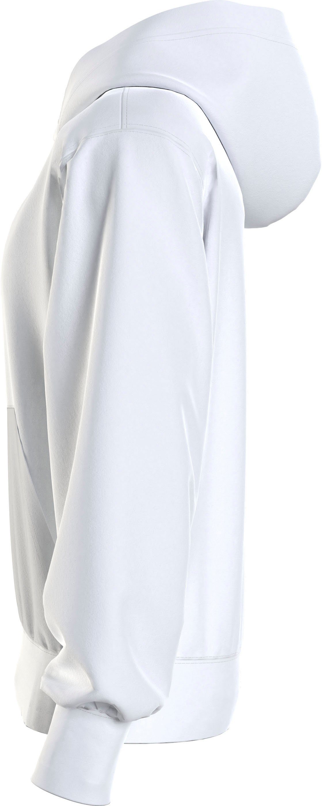 HOODIE Kapuzensweatshirt Calvin Bio mit Bright (1-tlg) Baumwollanteil White Jeans MONOLOGO MICRO Klein