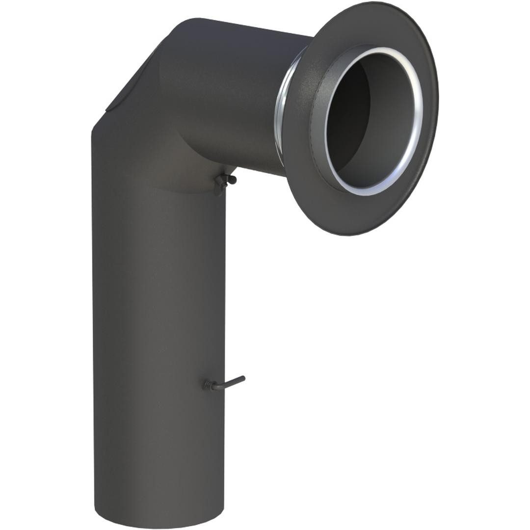 Feuercampus Ofenrohr Ø 150 mm Ofenrohrset kantig - mit Tür und Drosselklappe - schwarz, 150 mm