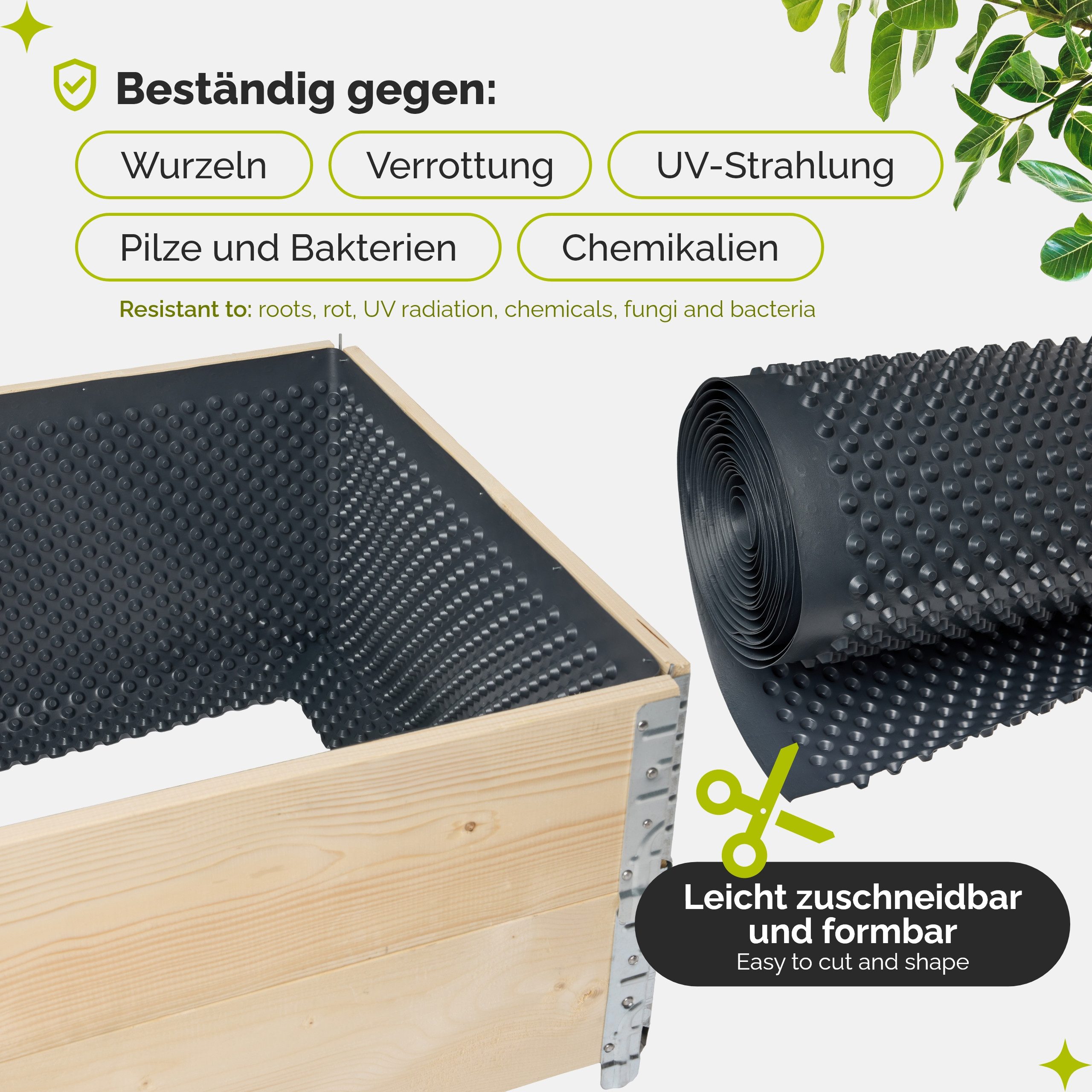 Garronda Baufolie Noppenfolie für Hochbeet im Garten als Hochbeet Einlage GD-0182, (1-St)