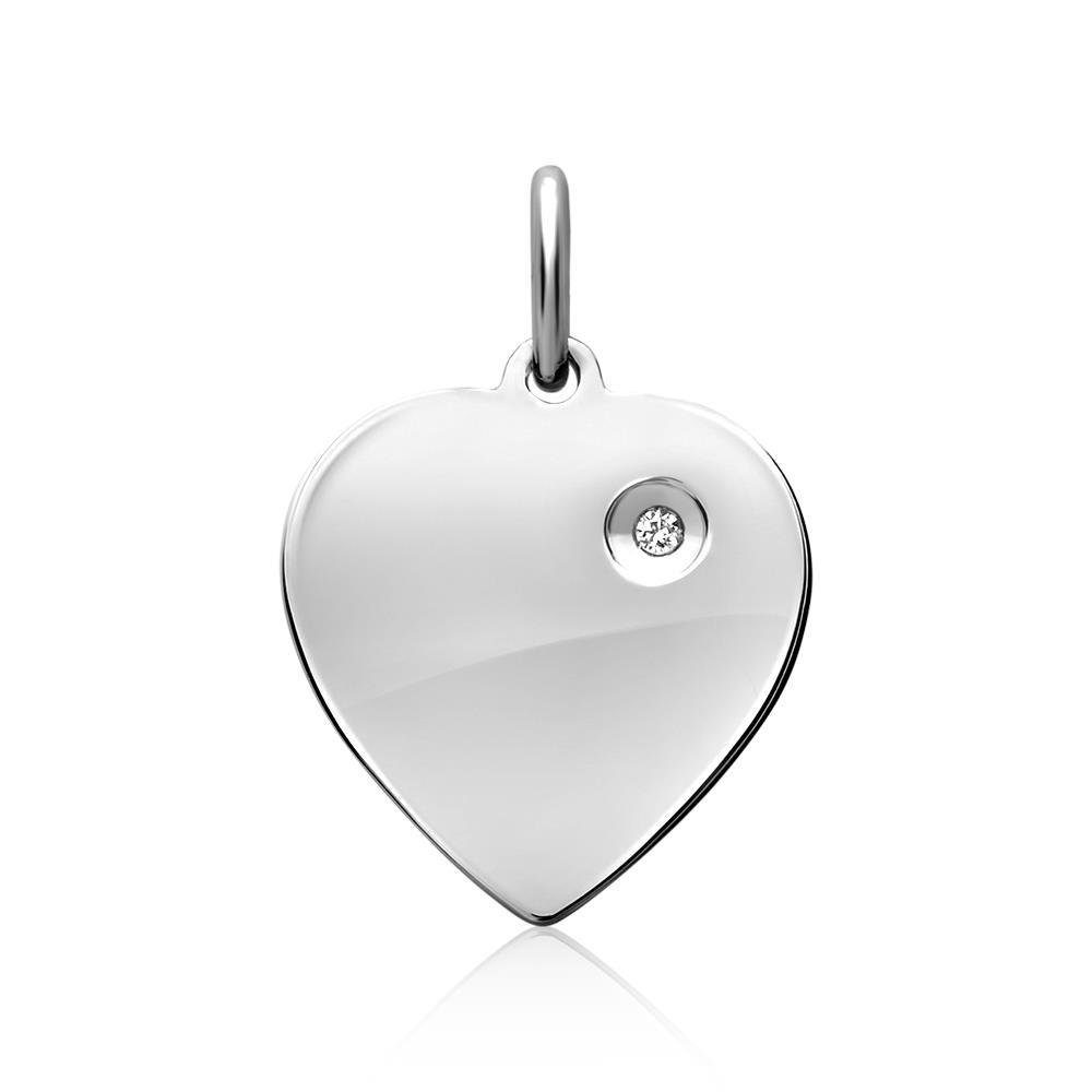 Kettenanhänger Herz Anhänger mit Zirkonia glänzend Silber SP0583