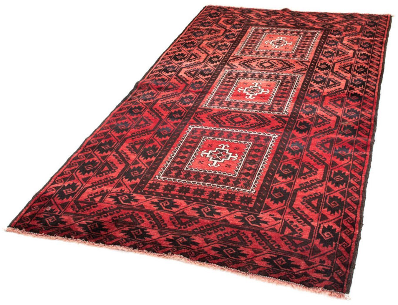 Hochflor-Läufer Belutsch Medaillon Rosso 207 x 112 cm, morgenland, rechteckig, Höhe: 8 mm, Handgeknüpft