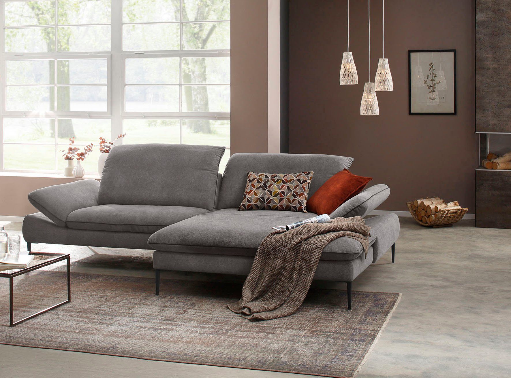 W.SCHILLIG Ecksofa enjoy&MORE, Designsofa, elegant und bequem, L-Form, Sitztiefenverstellung, Füße schwarz pulverbeschichtet, Breite 294 cm