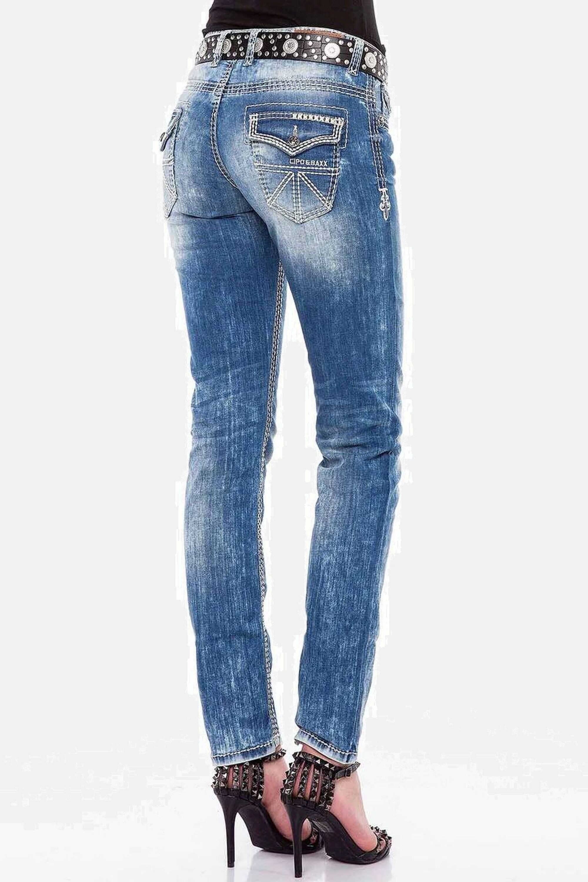 Cipo & Baxx Slim-fit-Jeans Jeans mit weißen Nähten, WD201