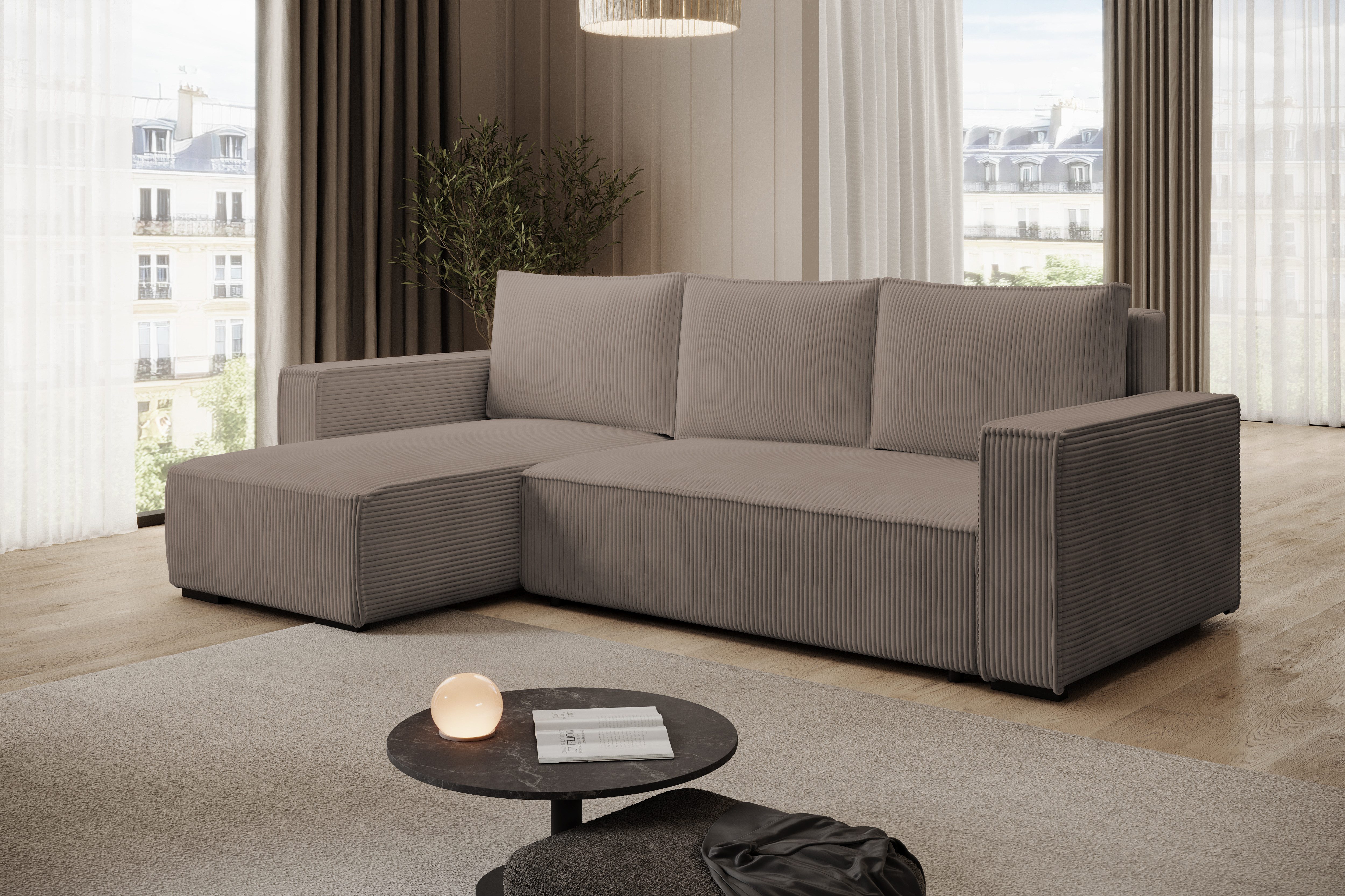 storez24 Ecksofa Letto, mit Bettkasten und Schlaffunktion, Cordstoff, L-For günstig online kaufen