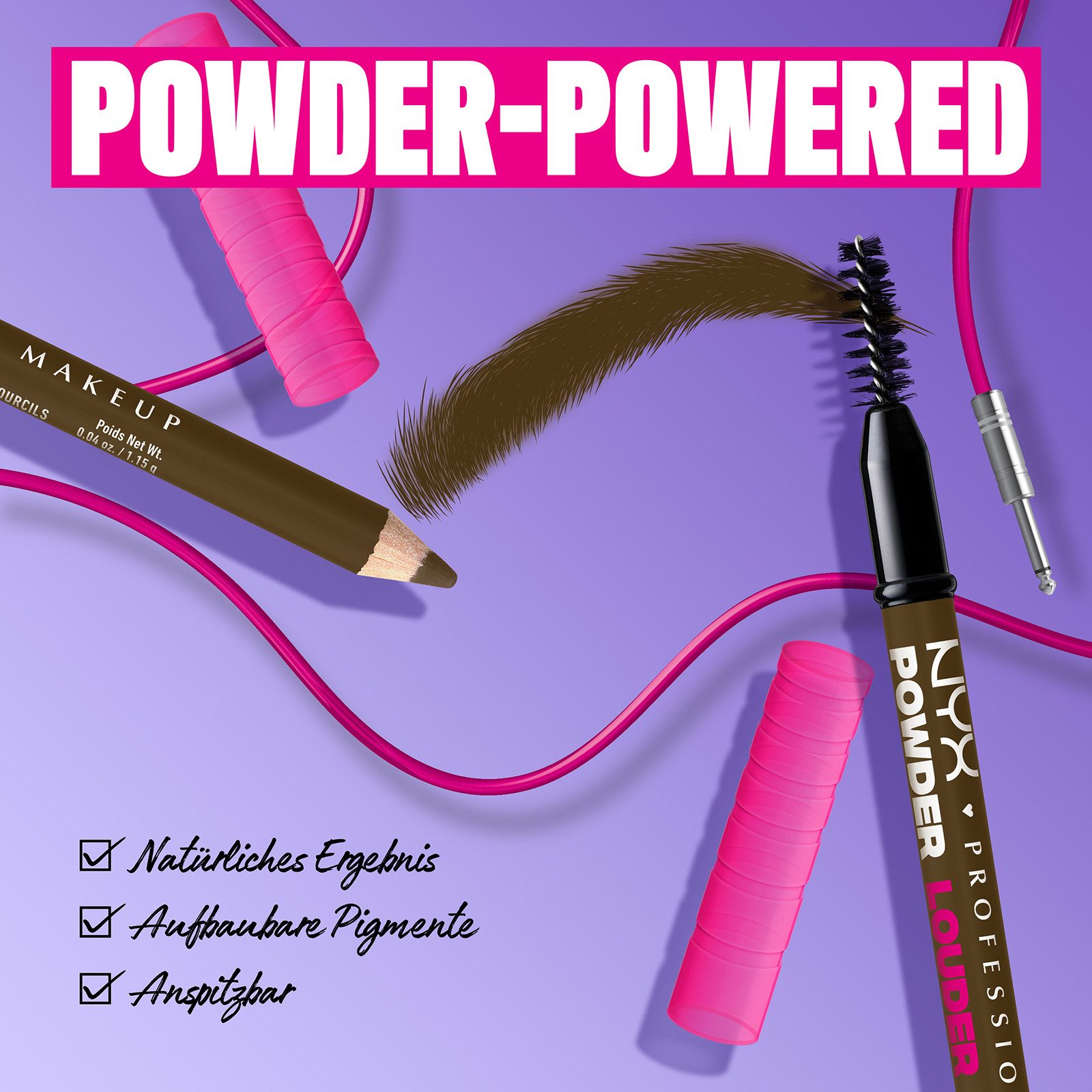 NYX Augenbrauenpflege Makeup Powder Louder Brow Pencil, mit Mikrofiber