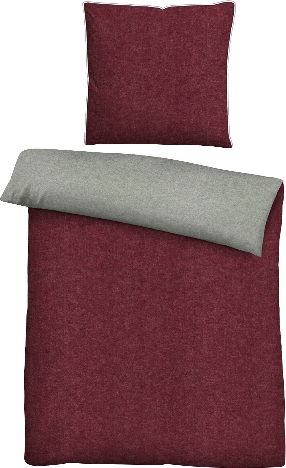 Biberna Wendebettwäsche Hermal, Flanell, 2 teilig, Flanell in Melangeoptik, Winterbettwäsche, Made in Germany