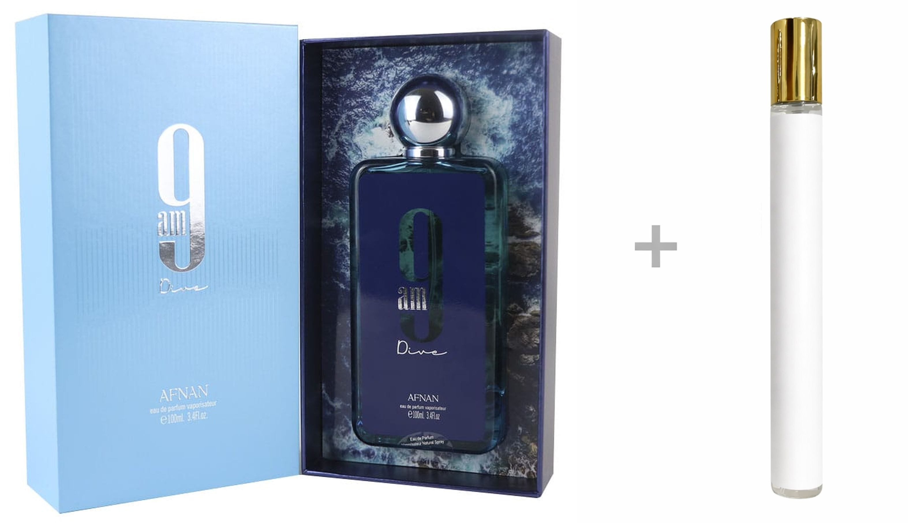 Afnan Duft-Set 9am Dive Eau de Parfum (EDP) Damen Herren Spray mit Reiseduft, Frisch-holziger Duft mit Zitrone, Apfel, Zeder und Sandelholz