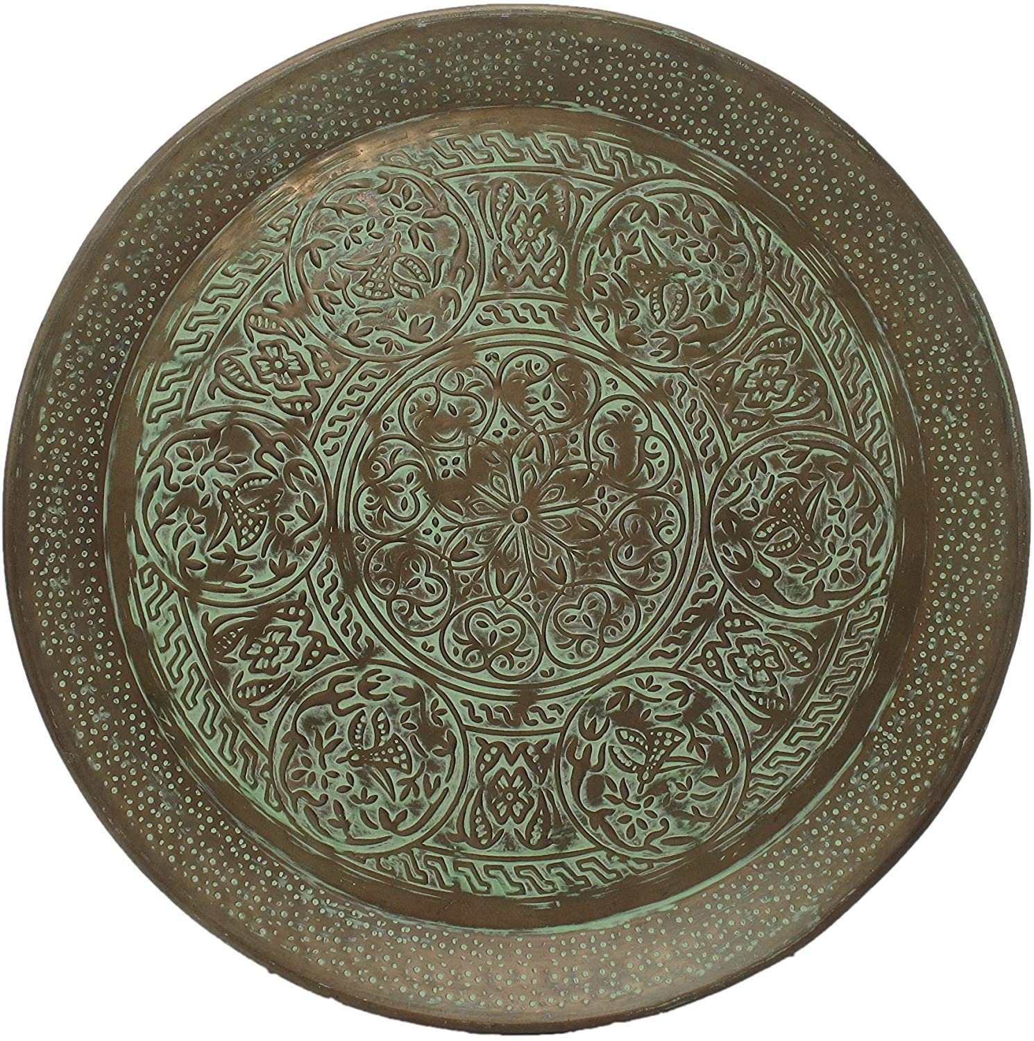 Markenwarenshop-Style Dekotablett Eldorado Tablett Wandteller Servierplatte aus Aluminium Größe: 45cm