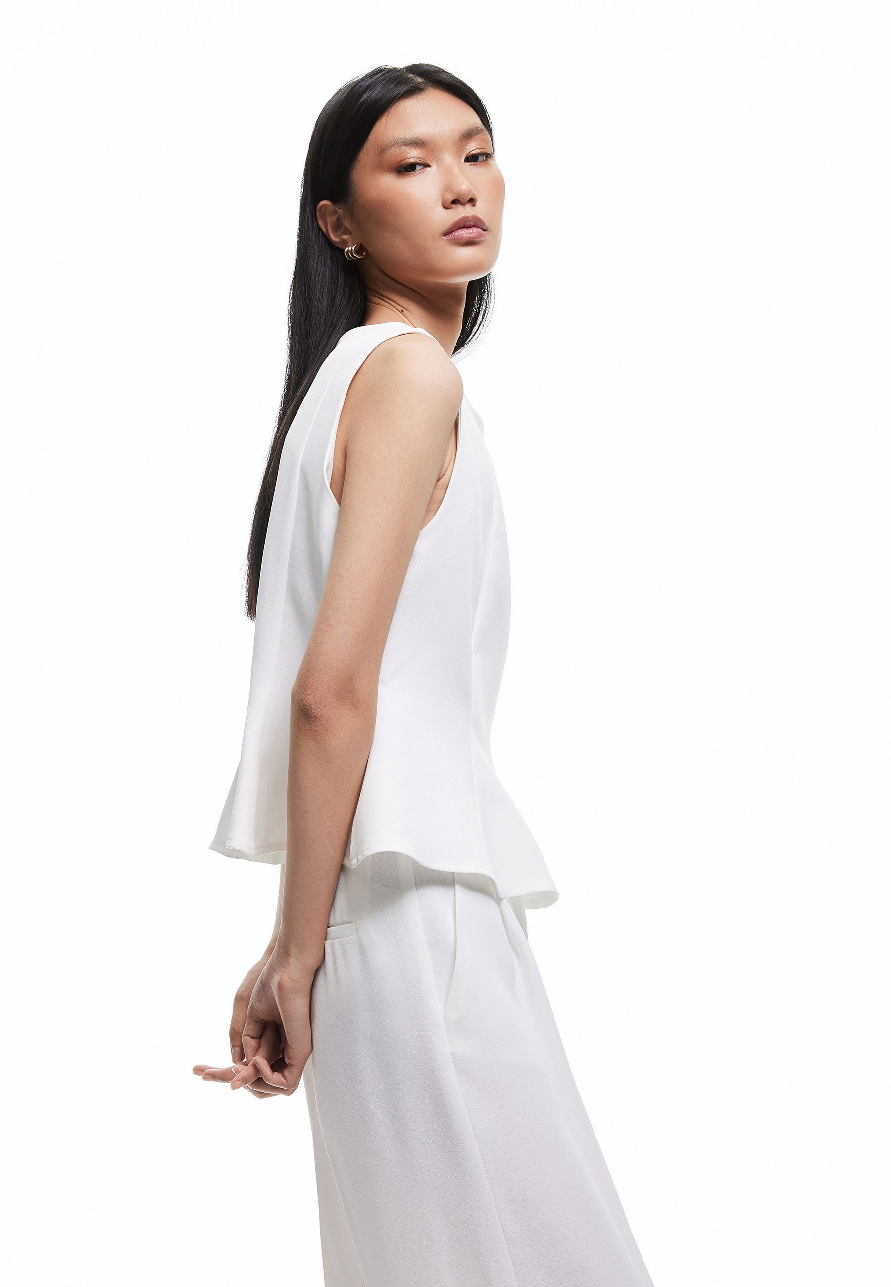 Koton Kurzarmbluse Ärmellos Rundhalsausschnitt Kurzarmbluse