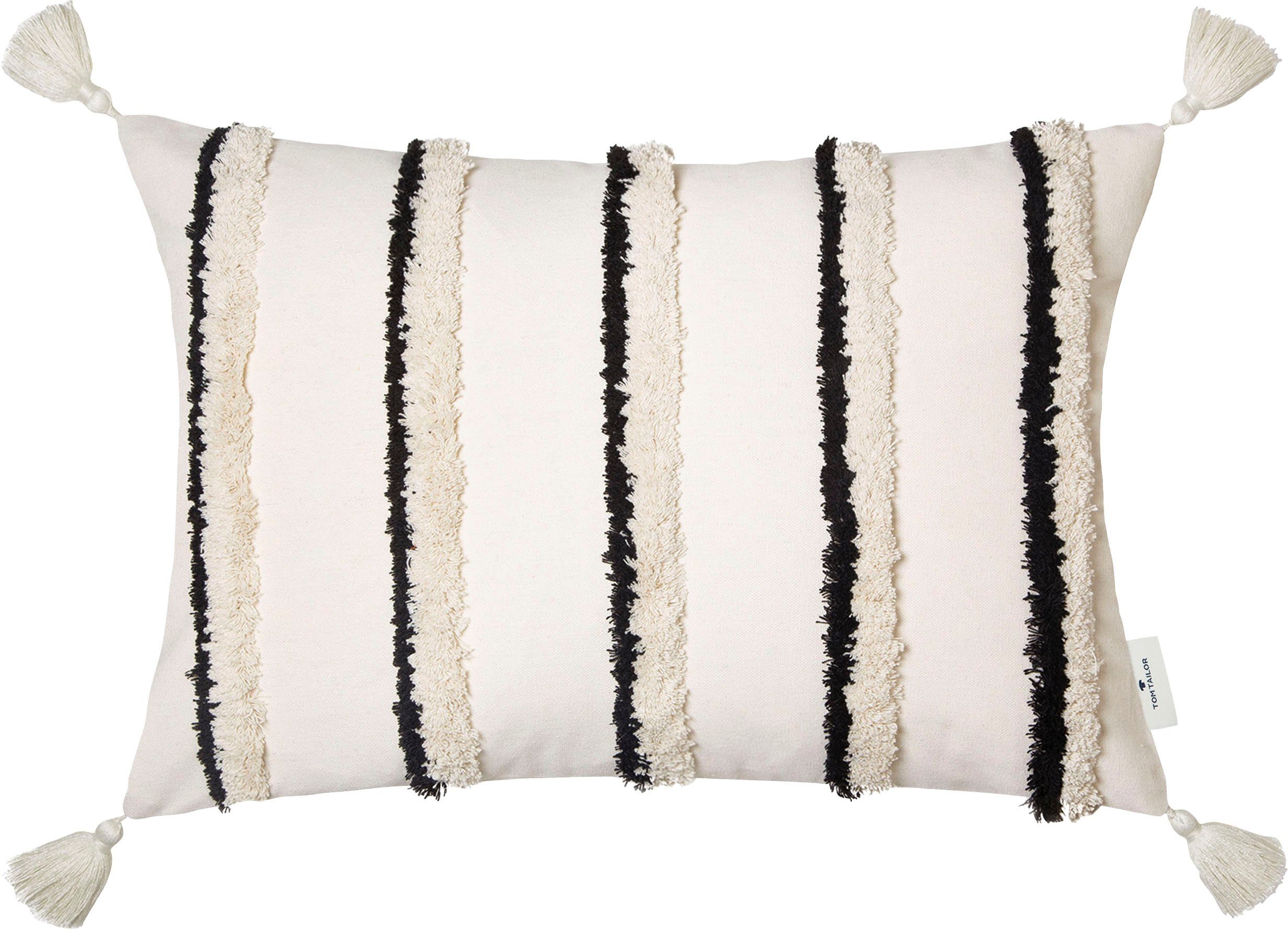 TOM TAILOR HOME Декоративные подушки Fluffy Stripe, Rautenmotiv und Quasten, Подушкиhülle ohne Füllung, 1 Stück