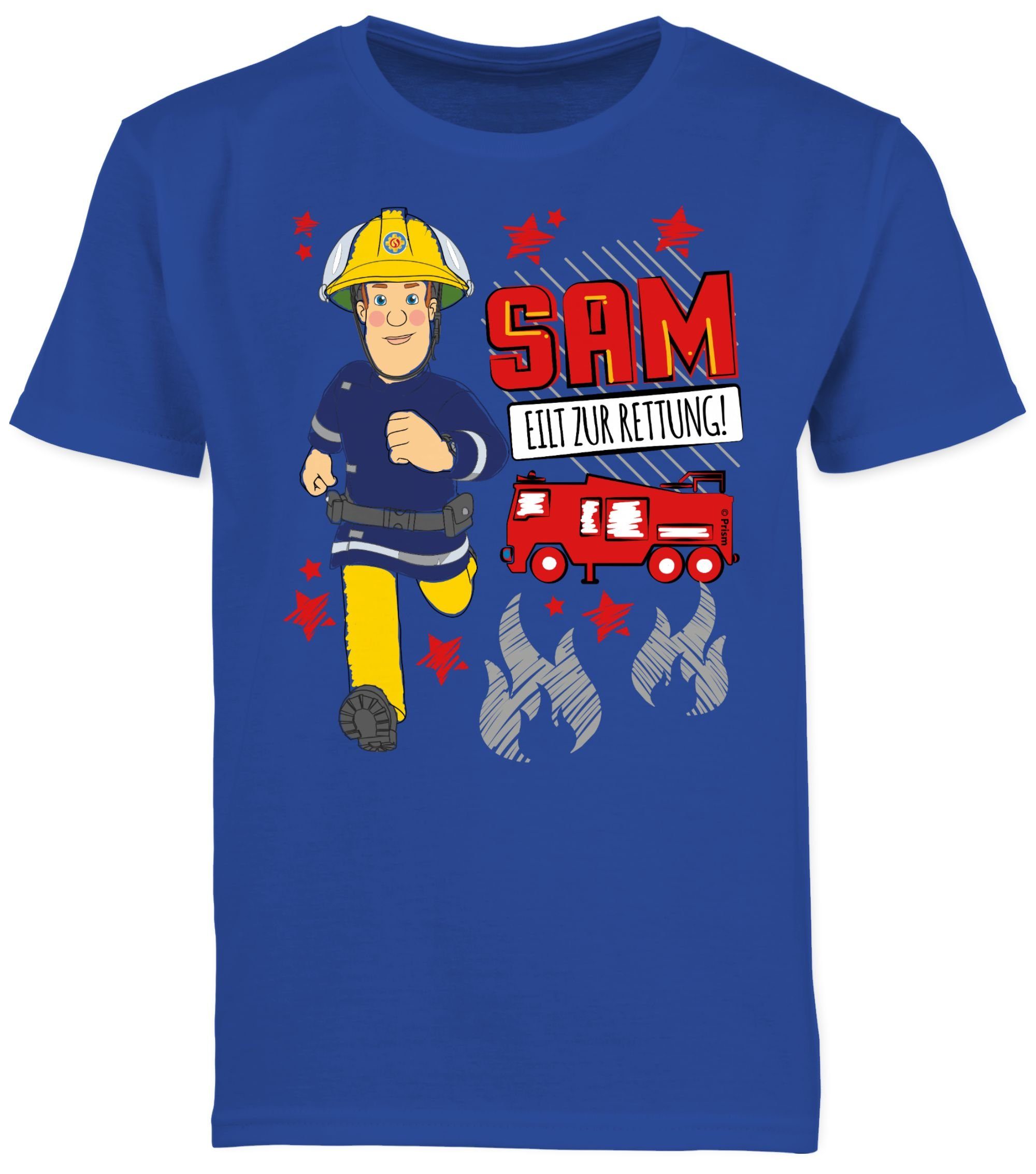02 Feuerwehrmann Rettung zur Royalblau T-Shirt Shirtracer Sam eilt Sam Jungen