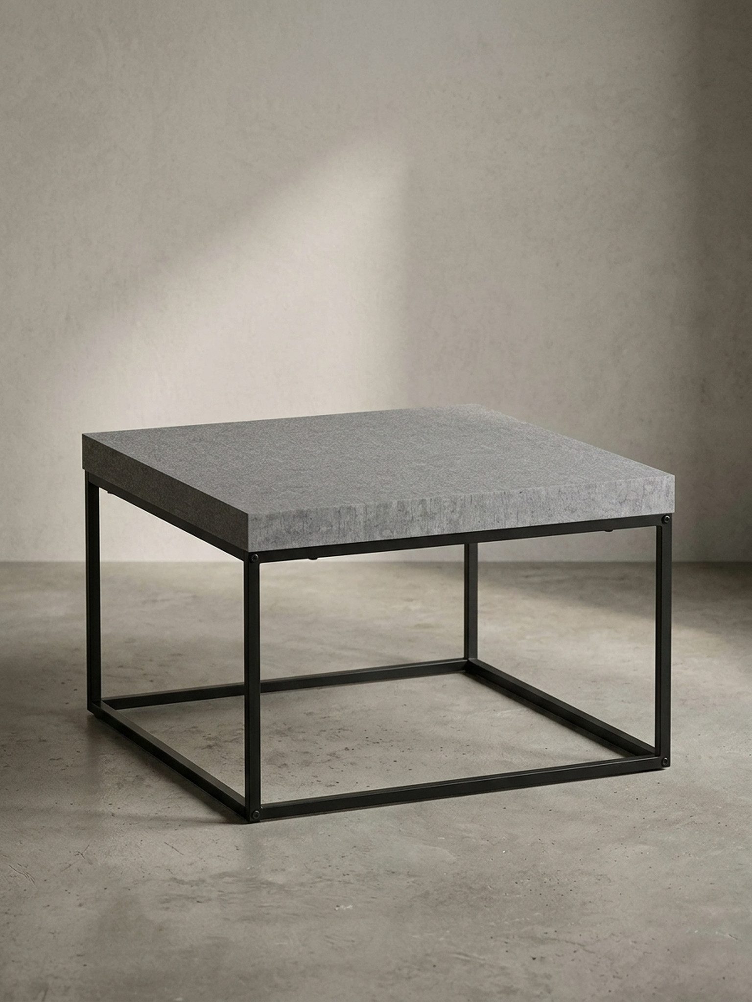 KADIMA DESIGN Couchtisch Couchtisch 60x60x38 cm Grau Sofatisch in Beton-Optik Modern, Design (Metallbeine), Wohnzimmertisch Quadratisch, Loungetisch Klein, Kaffeetisch