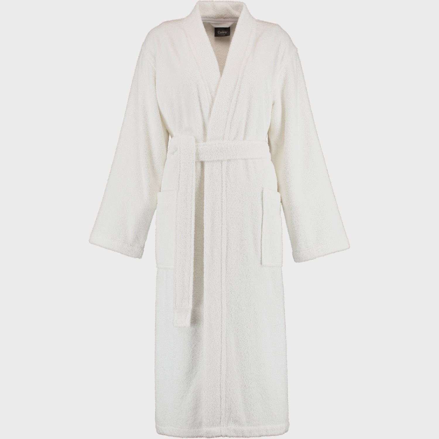Gürtel Bademantel Kimono Damen Kimono-Kragen, Form, Weiß Cawö Damenbademantel Baumwolle,