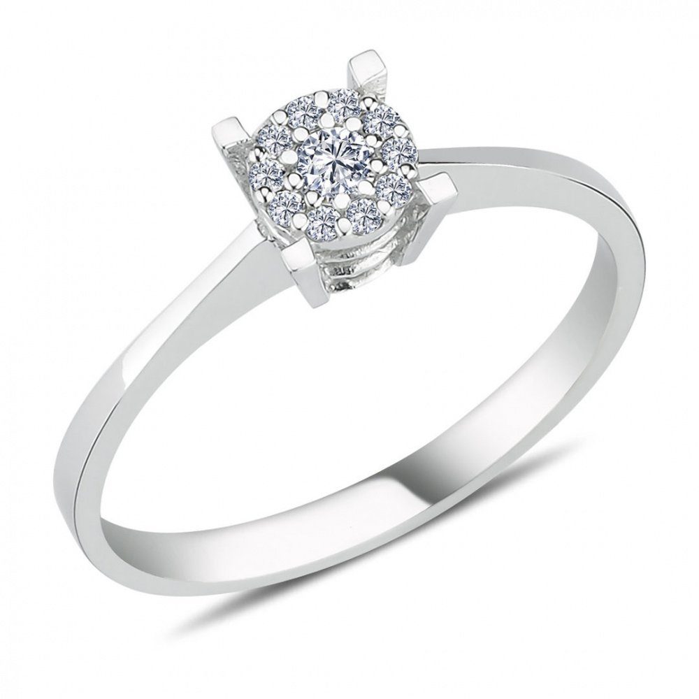 EinStein Diamant Verlobungsring 0,50 Carat Solitär Effect Diamant Ring 8 Karat Weißgold