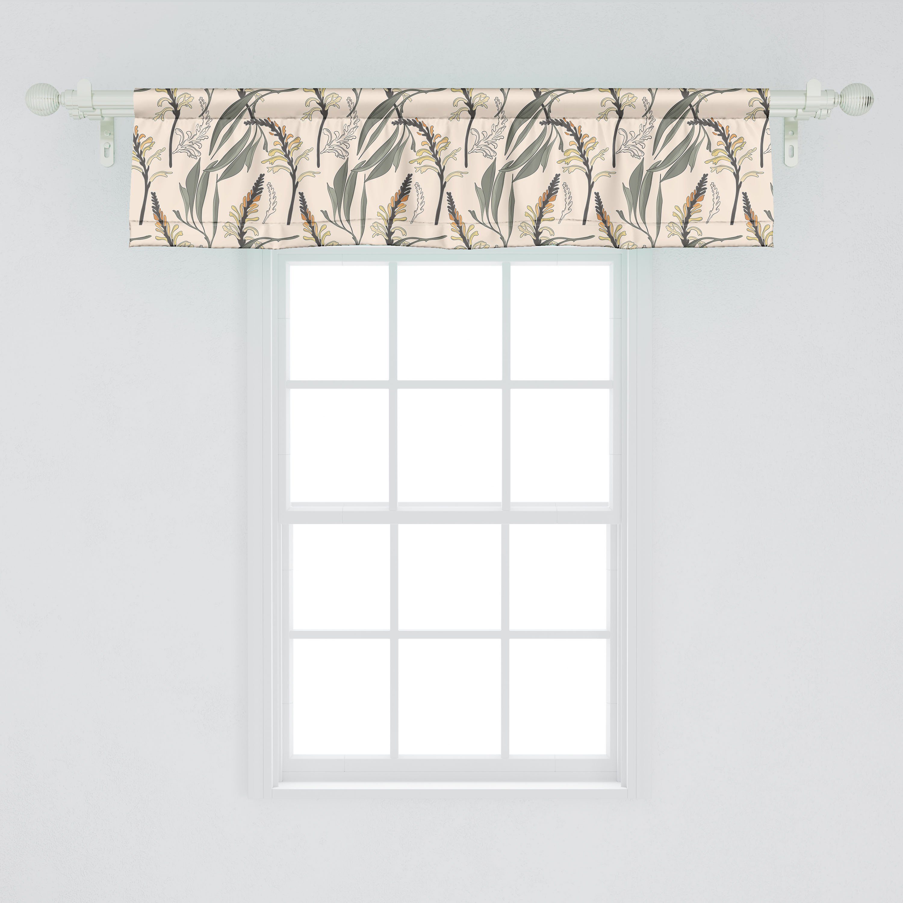 Schlafzimmer Stangentasche, Abakuhaus, Volant Microfaser, mit für Botanisch Tropical-Blüten-Muster Scheibengardine Vorhang Küche Dekor