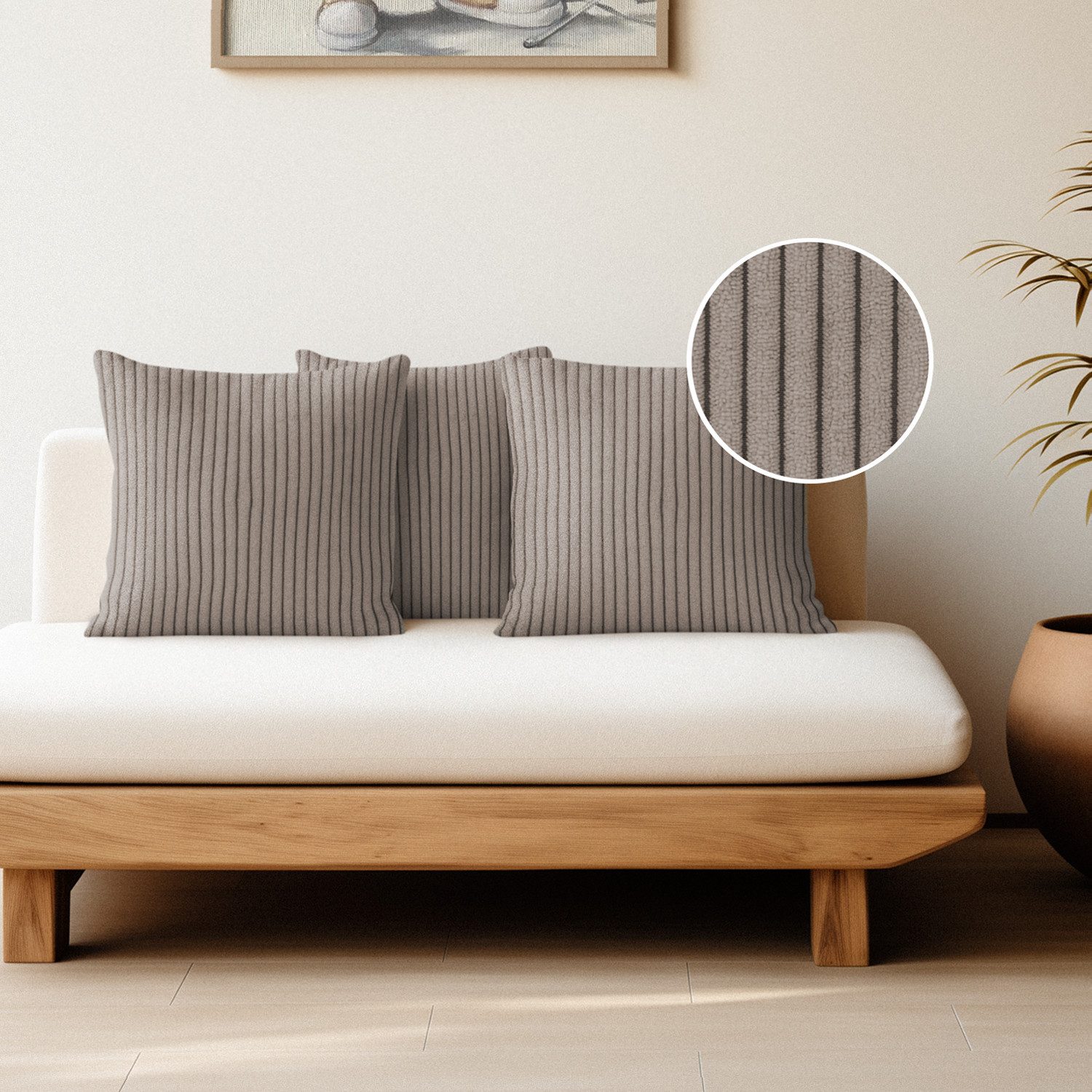 novely® Dekokissen 3er Set Dekokissen PORTO Cord-Optik Kissen Kissenbezug 4 günstig online kaufen