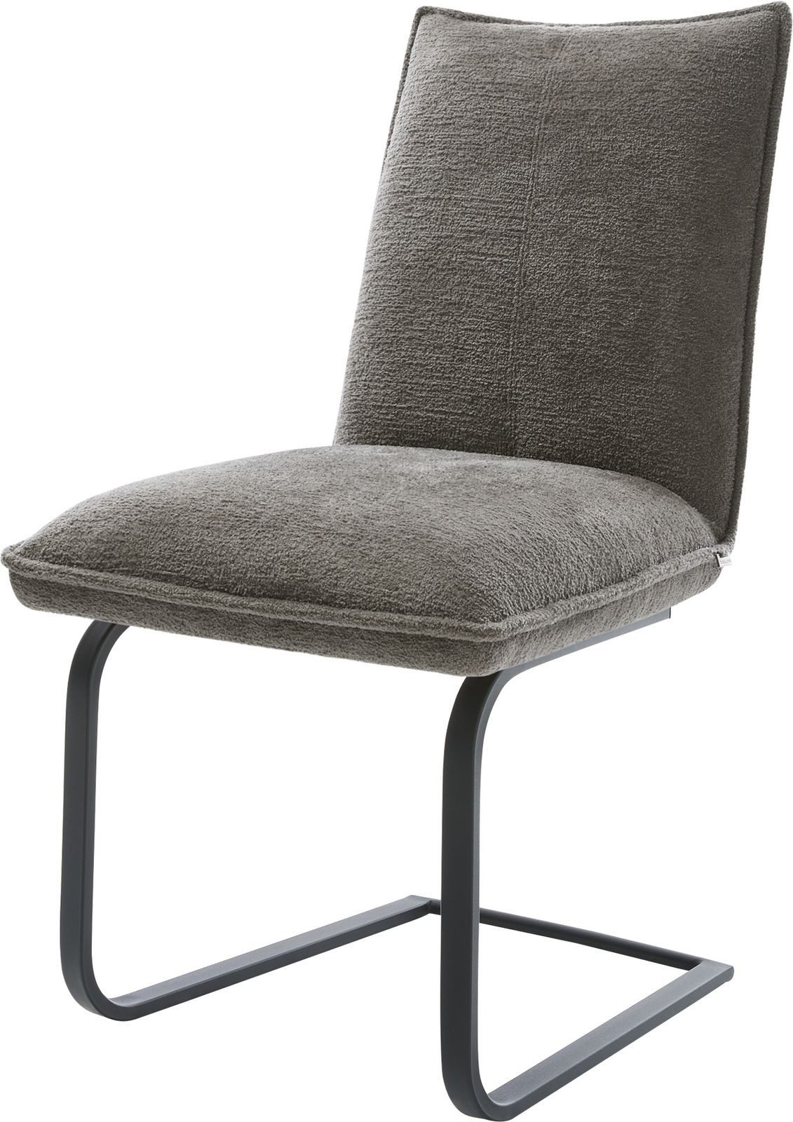 DELIFE Polsterstuhl Lelio-Flex, Freischwinger flach Schwarz Bouclé Soft Schlamm Taschenfederkern