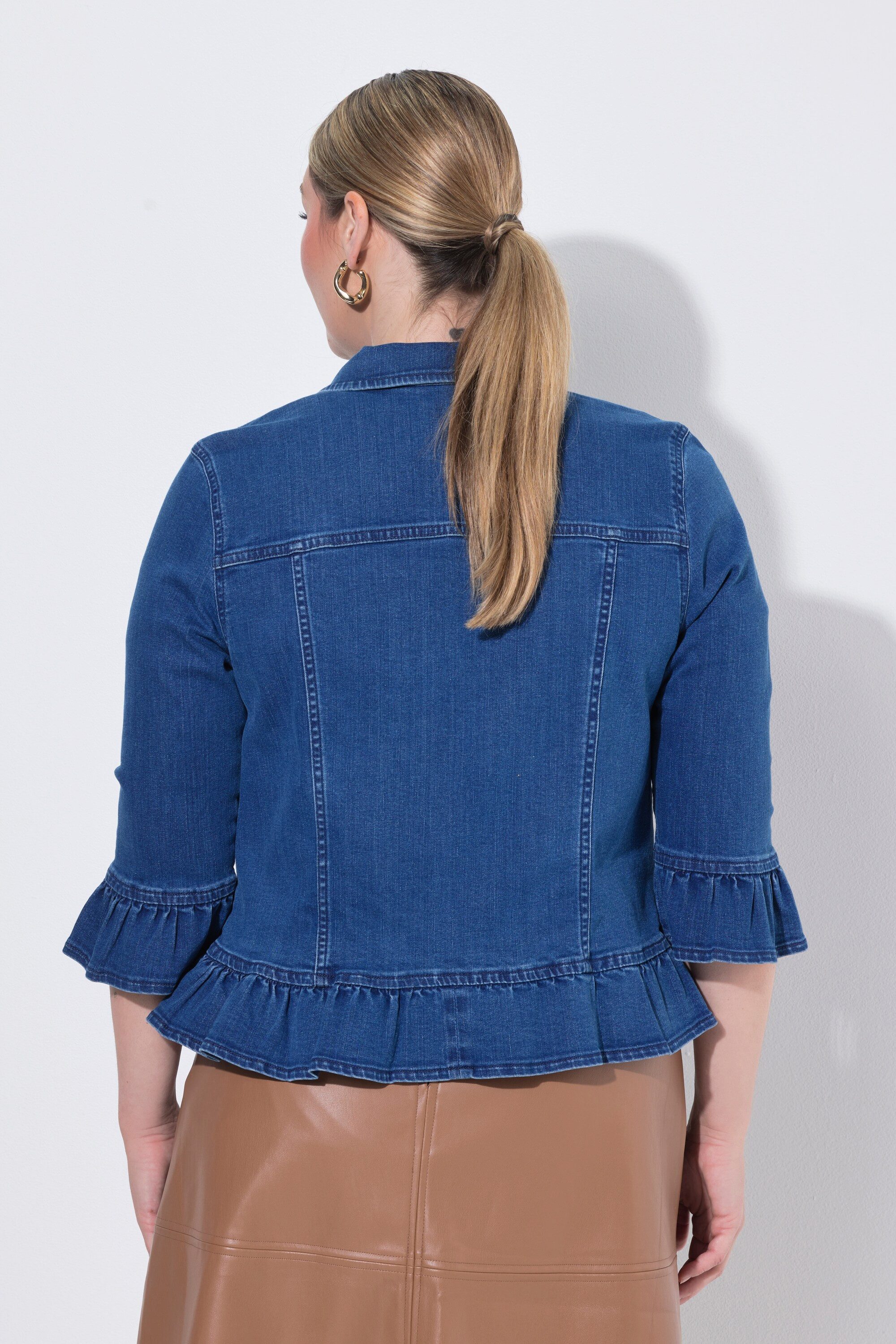 MIAMODA Jeansjacke Jeansjacke Volants Stretchdenim 3/4-Ärmel