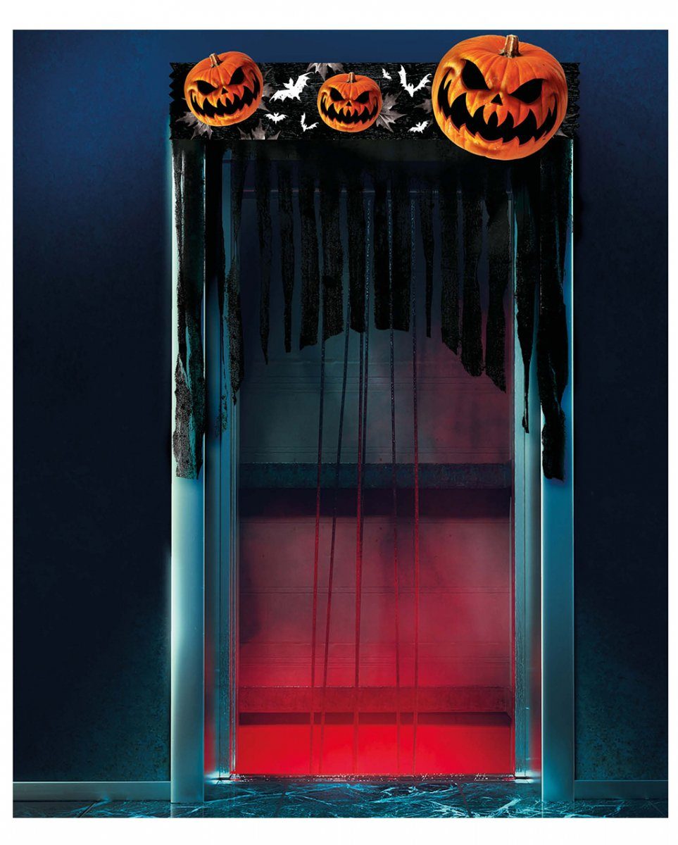 Horror-Shop Hängedekoration Halloween Türvorhang mit Kürbissen & Fledermäusen
